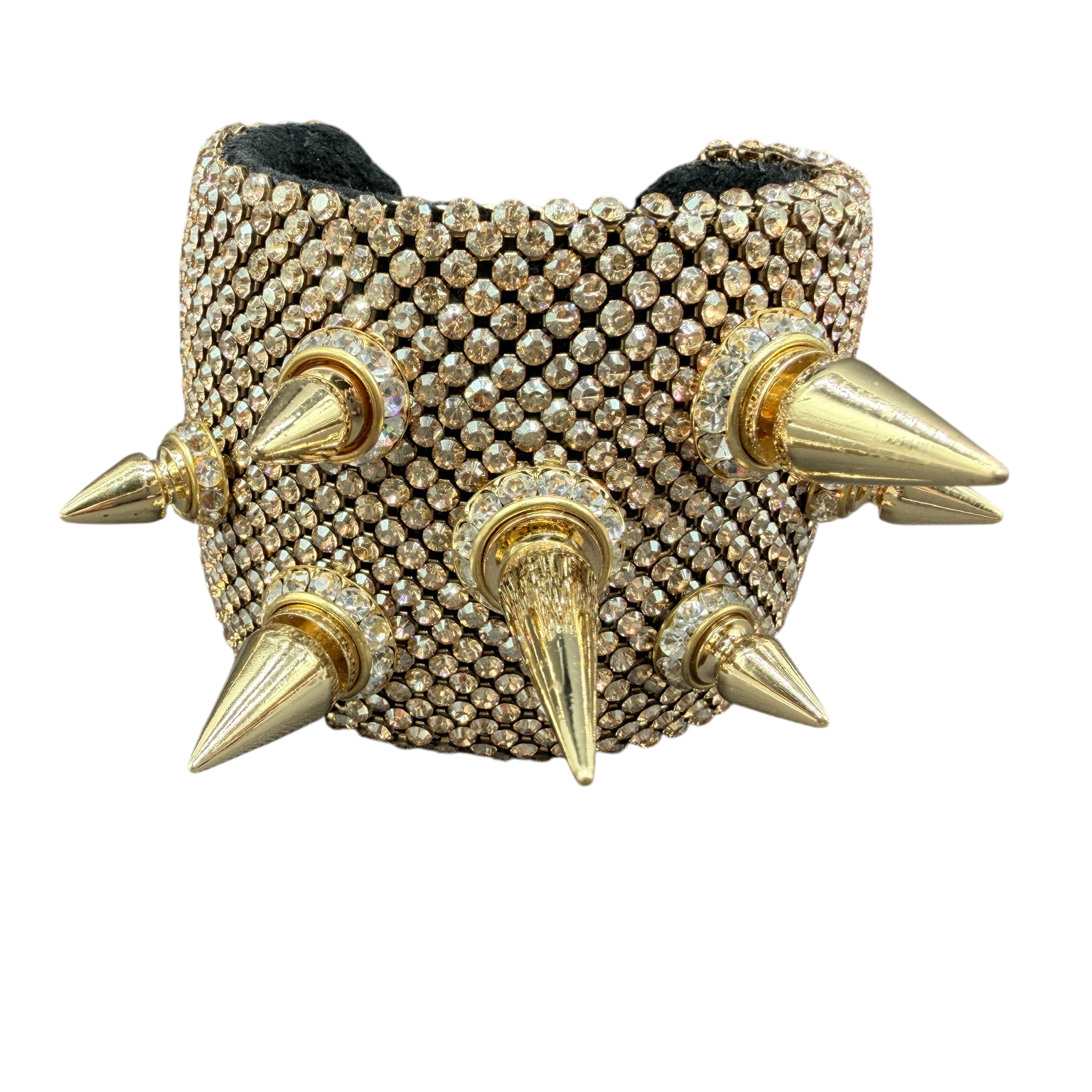 1990s Michael Schmidt One-of-a-Kind Gold Swarovski Crystal Spike Cuff