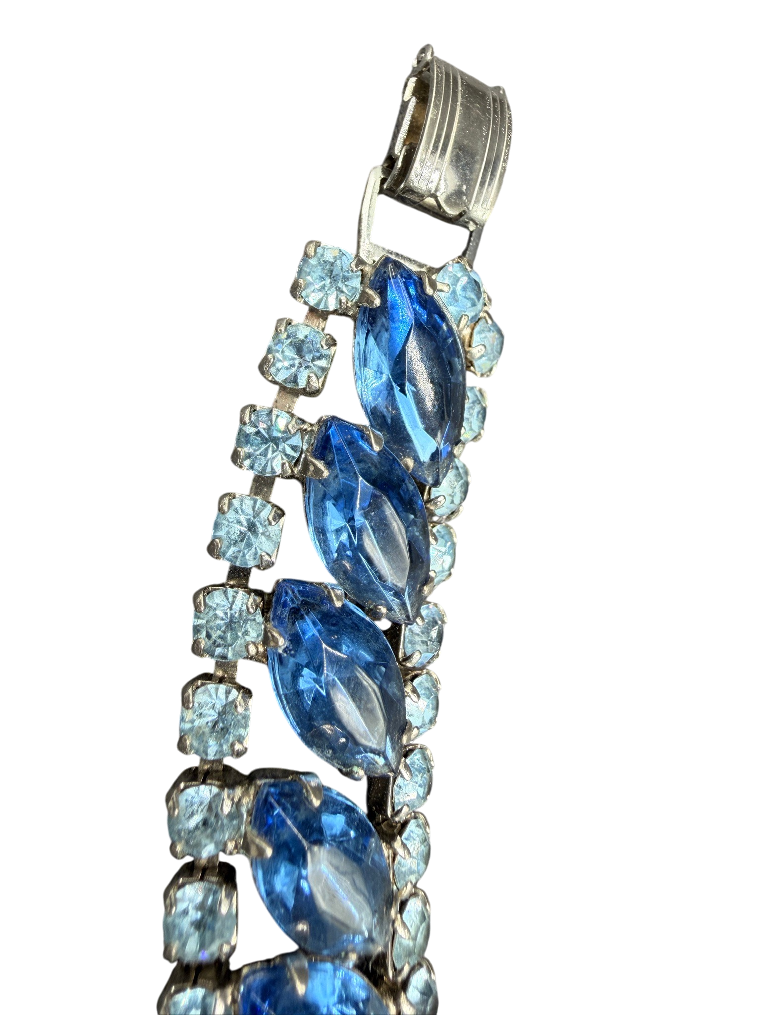1950s Blue Austrian Crystal Teardrop Earring & Bracelet Set with Marquise Centers (2-Piece)