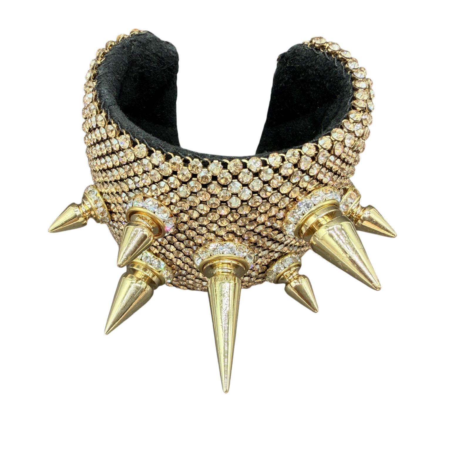 1990s Michael Schmidt One-of-a-Kind Gold Swarovski Crystal Spike Cuff