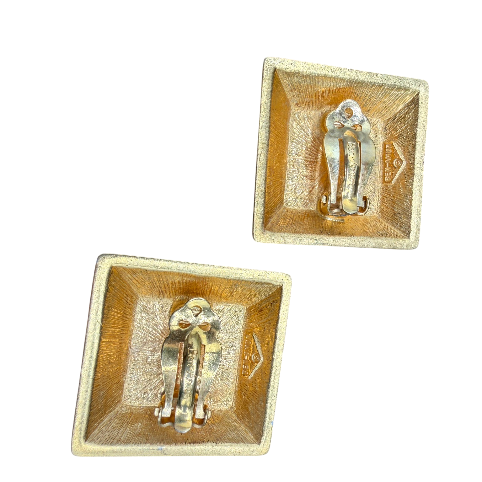 1980s Ben-Amun Gold-Tone Square Clip Earrings