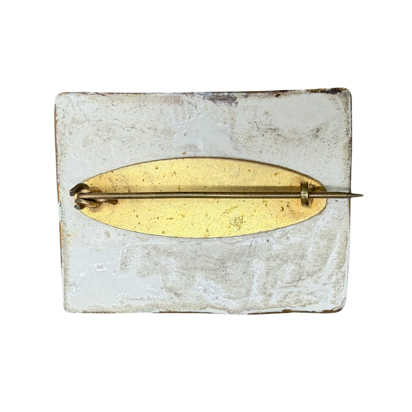 1940s Ceramic Roman Chariot Brooch with Gold Paint Detail