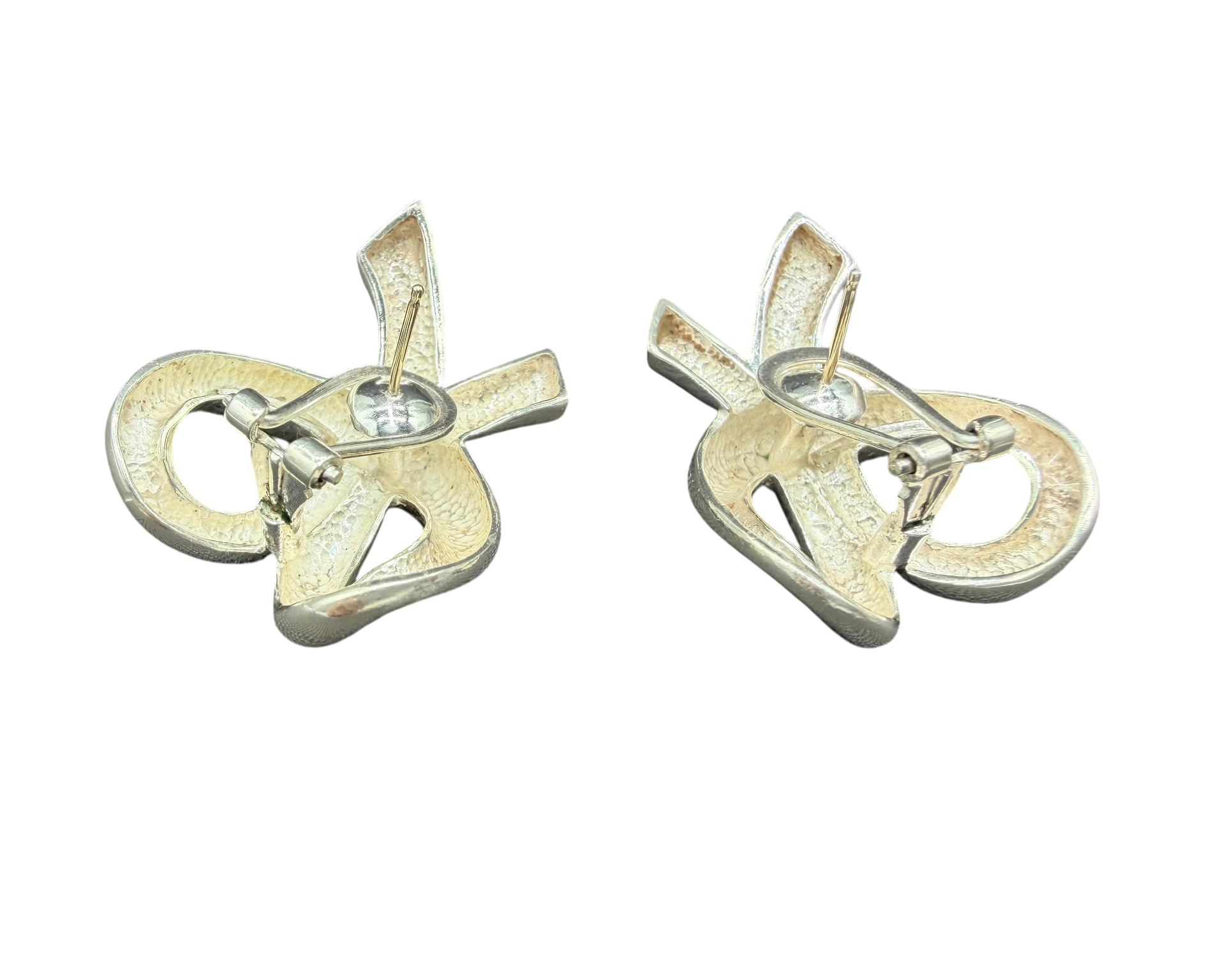 1980s Charles Krypell Sterling Silver Bow Knot Earrings