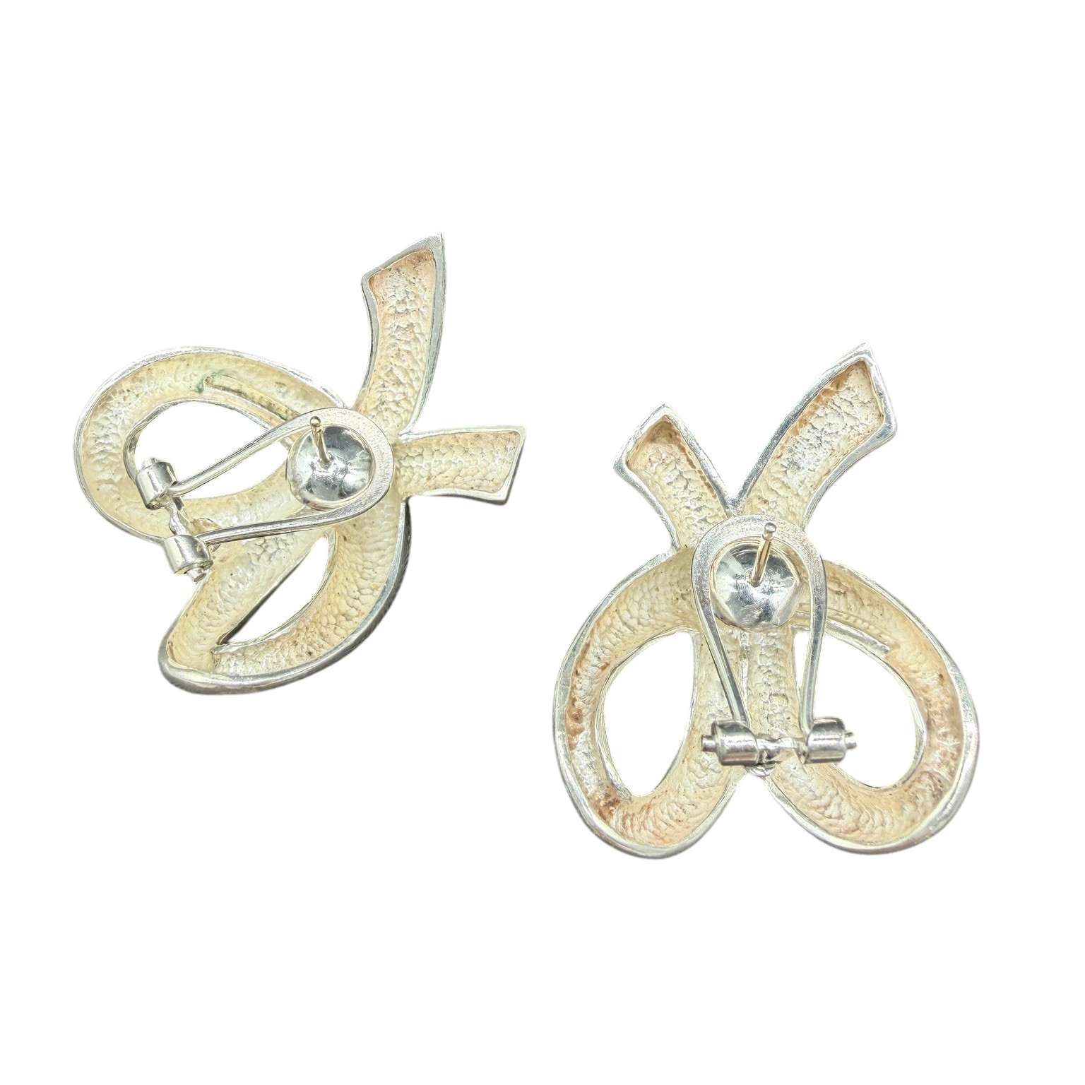1980s Charles Krypell Sterling Silver Bow Knot Earrings