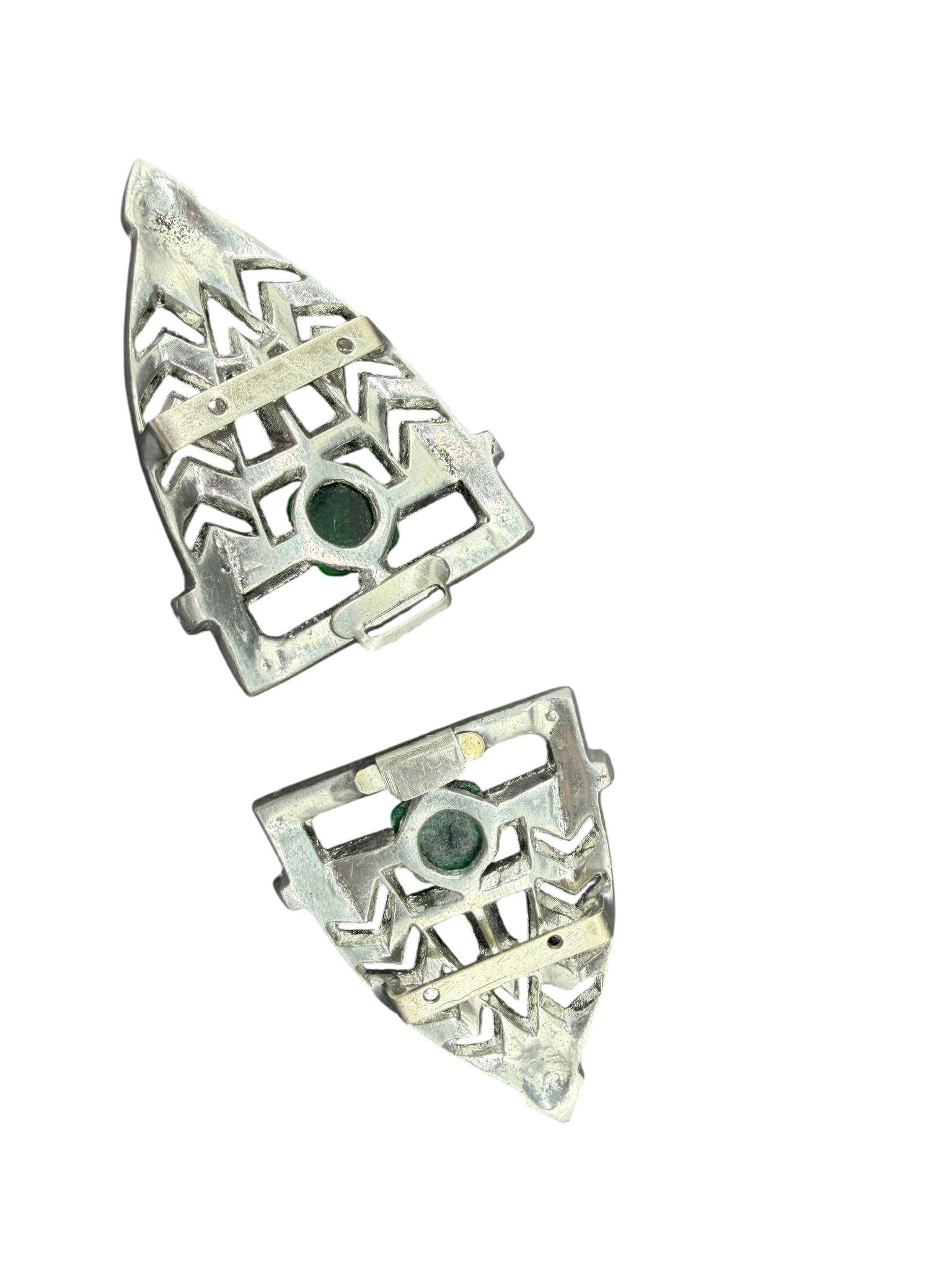 Antique Art Deco Austrian Crystal Belt Buckle with Green Accents