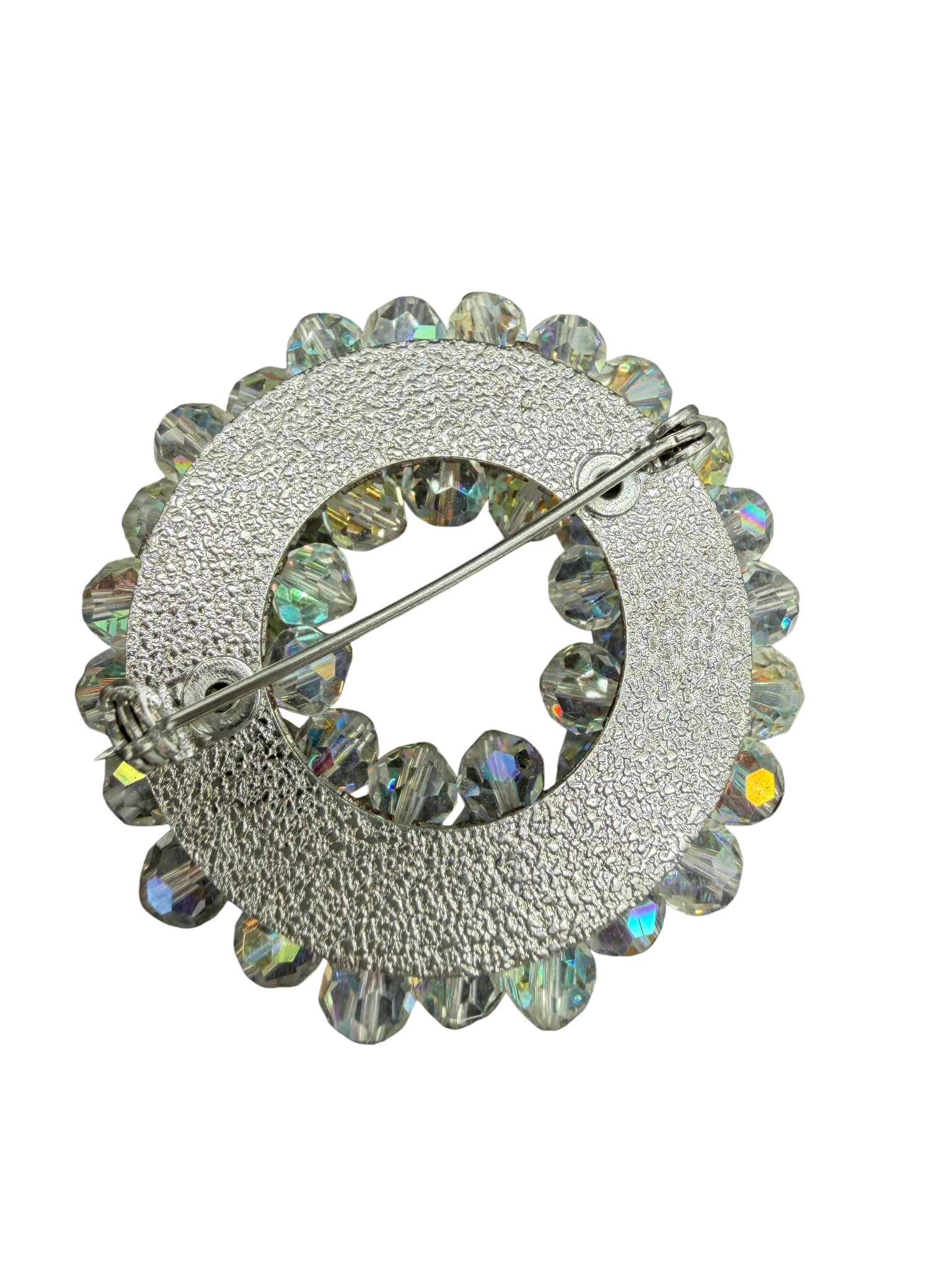 1950s Austrian Crystal AB Faceted Wreath Brooch