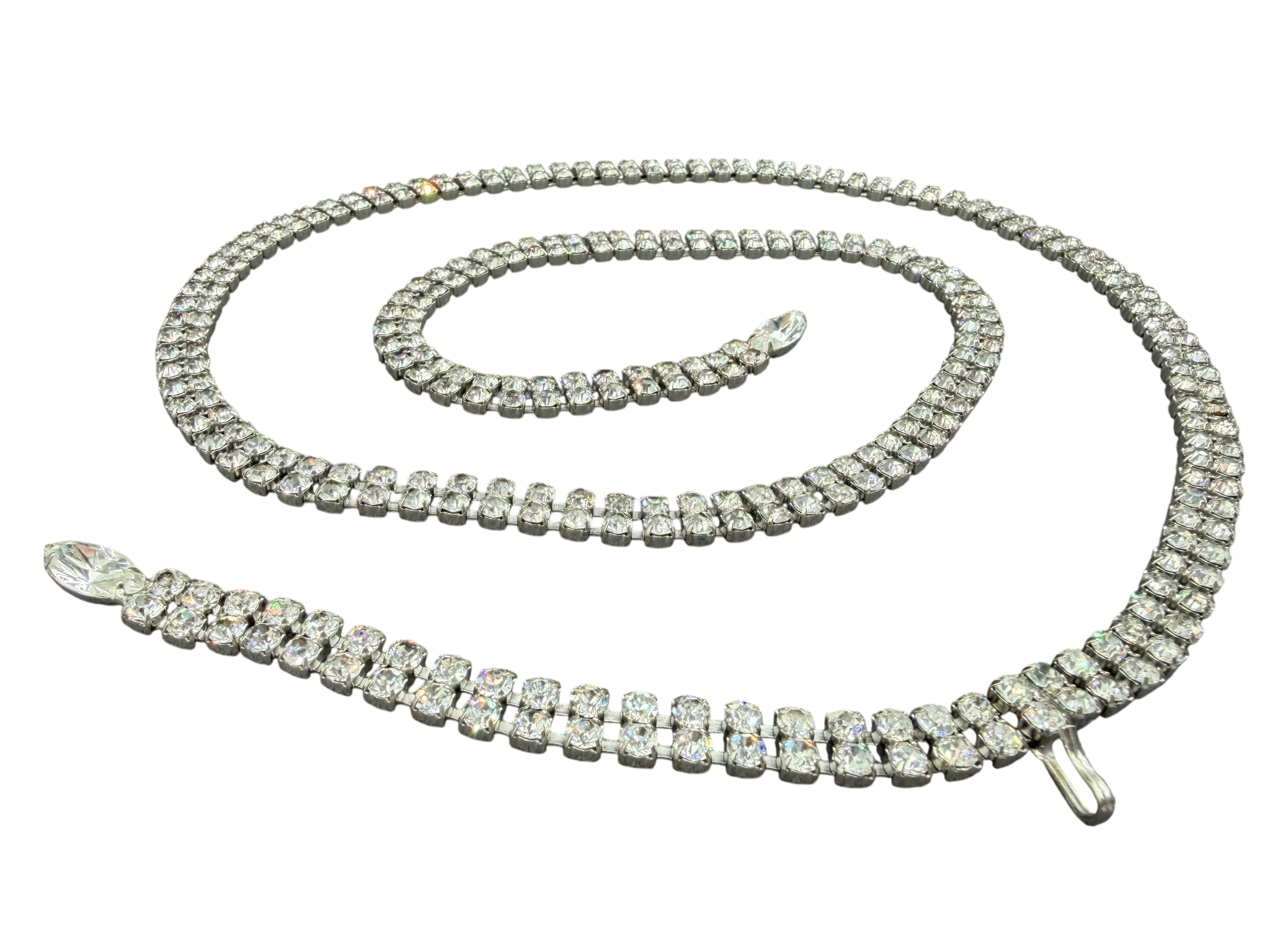 1960s Austrian Crystal Lariat Necklace with Marquise Ends