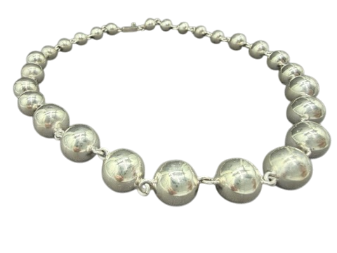 1970s Sterling Silver Graduated Ball Necklace
