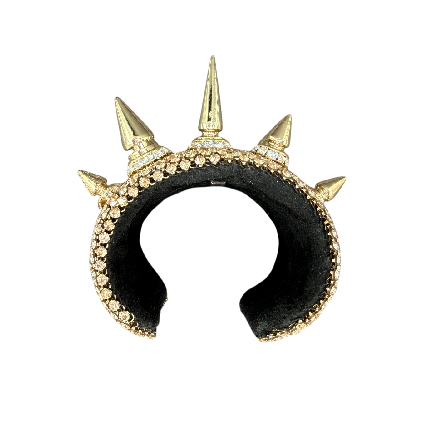 1990s Michael Schmidt One-of-a-Kind Gold Swarovski Crystal Spike Cuff
