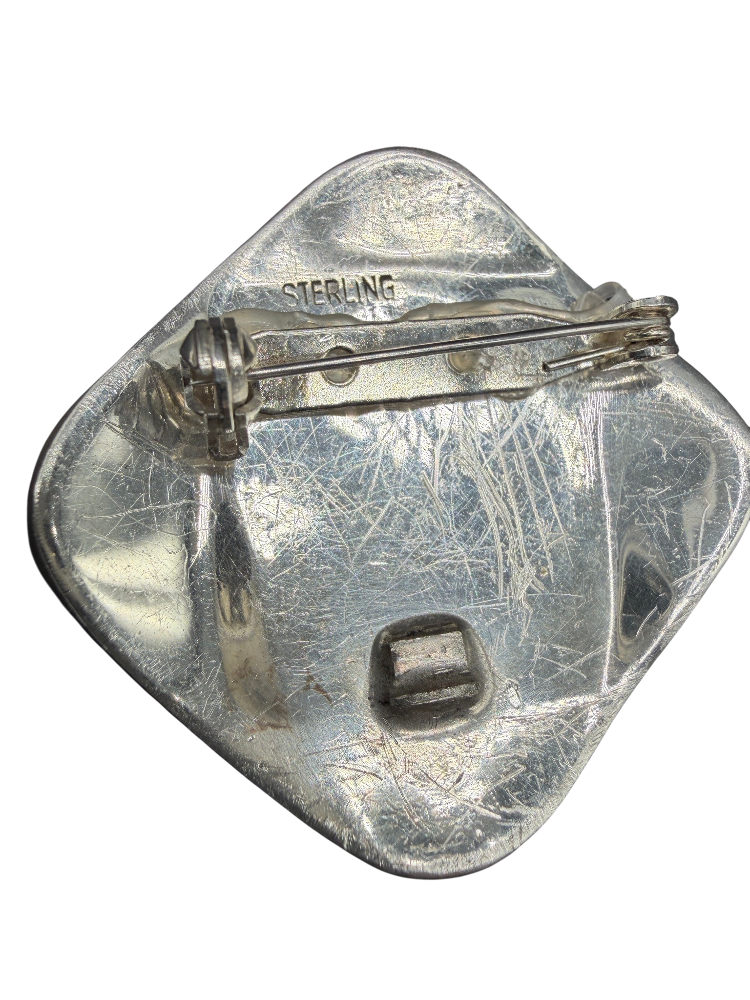 1960s Celia Sebiri Sterling Silver Totem Face Brooch