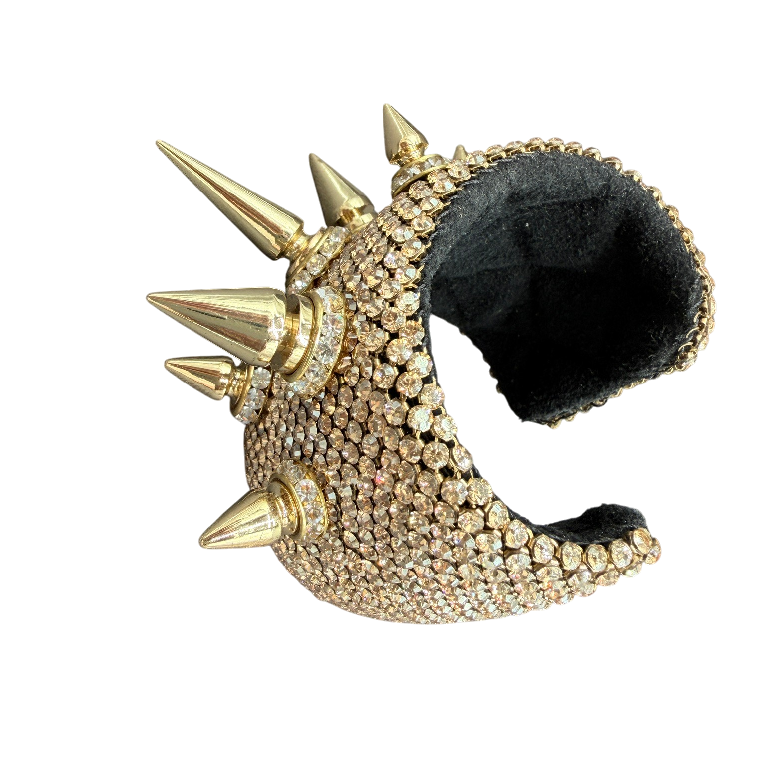 1990s Michael Schmidt One-of-a-Kind Gold Swarovski Crystal Spike Cuff
