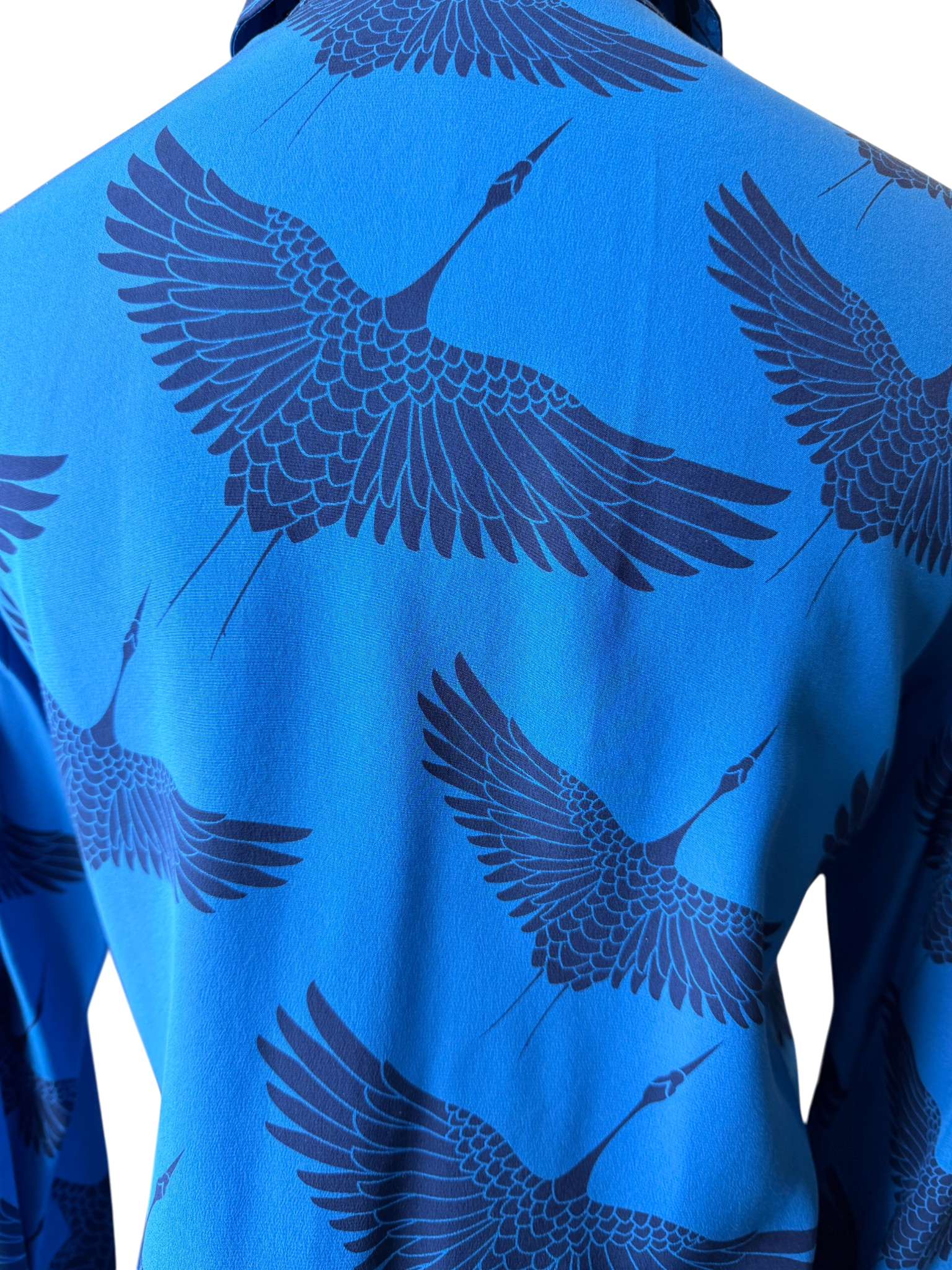 Sandro Silk Blouse with Flying Crane Print