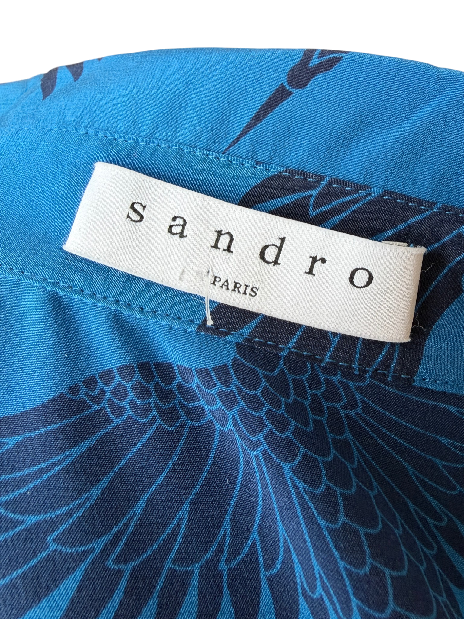 Sandro Silk Blouse with Flying Crane Print