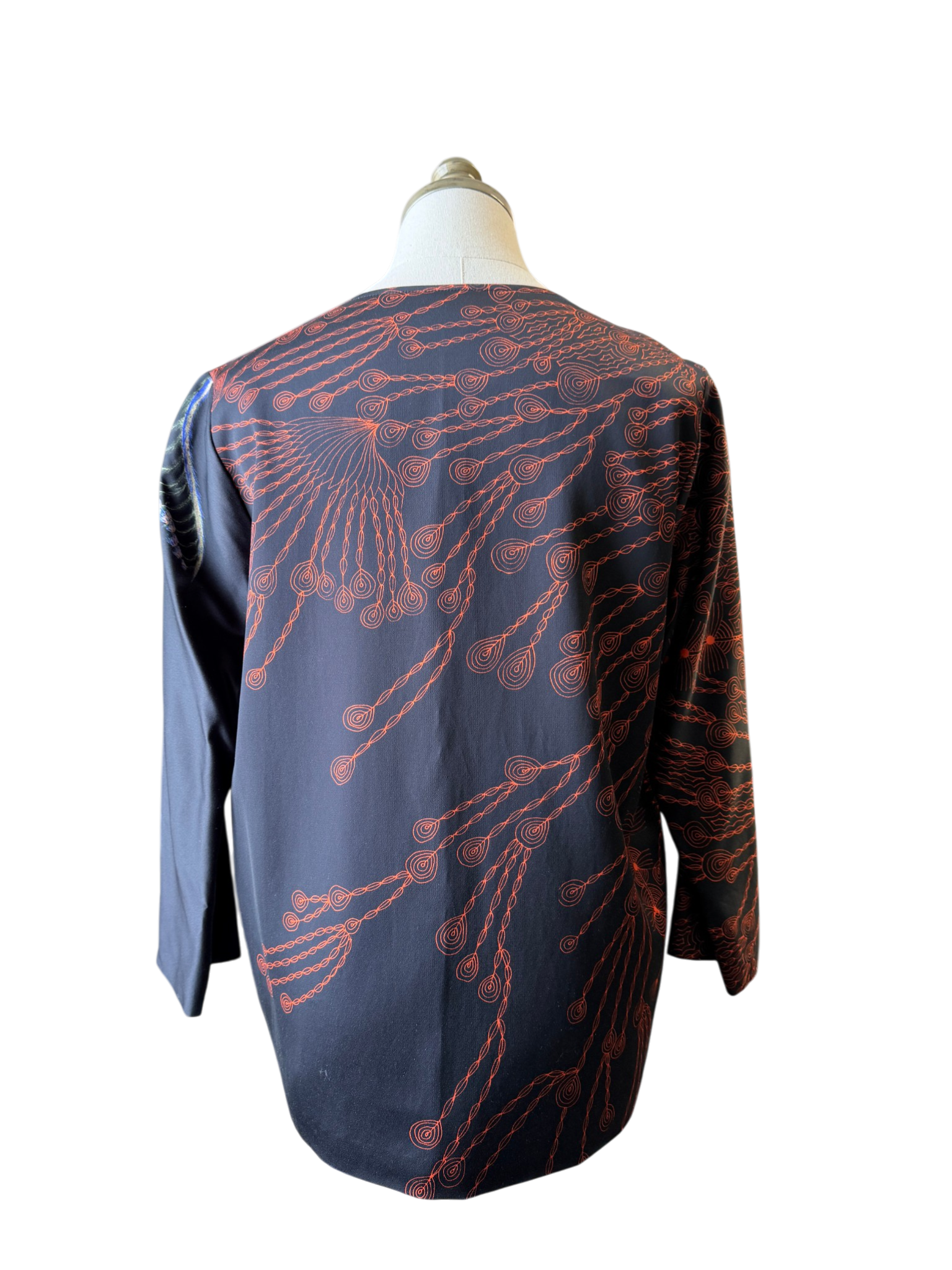2019 Dries Van Noten Silk Feather Print V-Neck Tunic