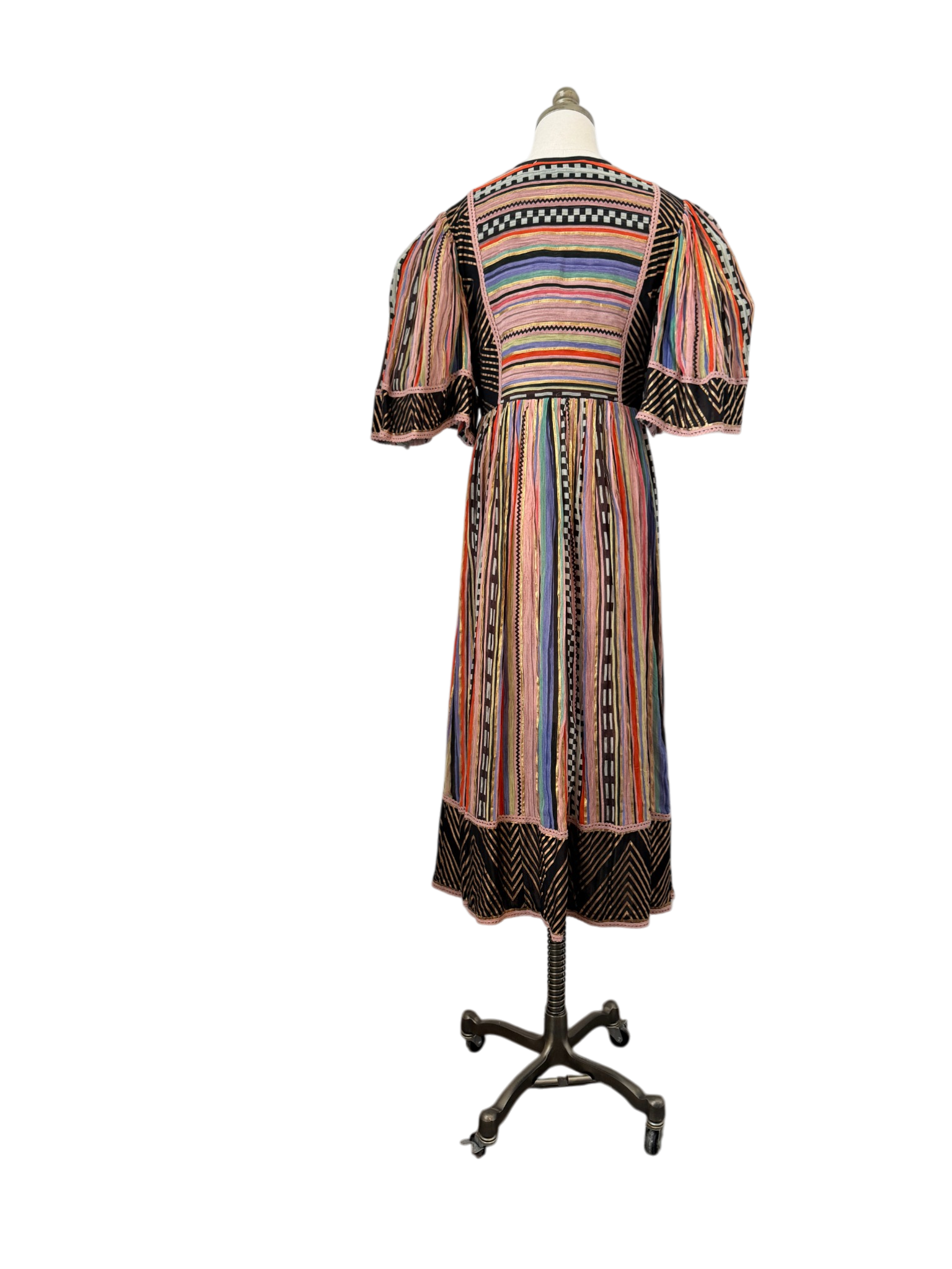 Verb by Pallavi Singhee Gauze Striped Dress with Tassel Tie