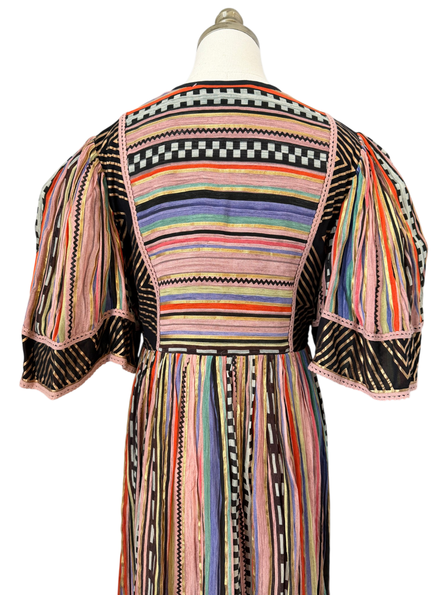 Verb by Pallavi Singhee Gauze Striped Dress with Tassel Tie