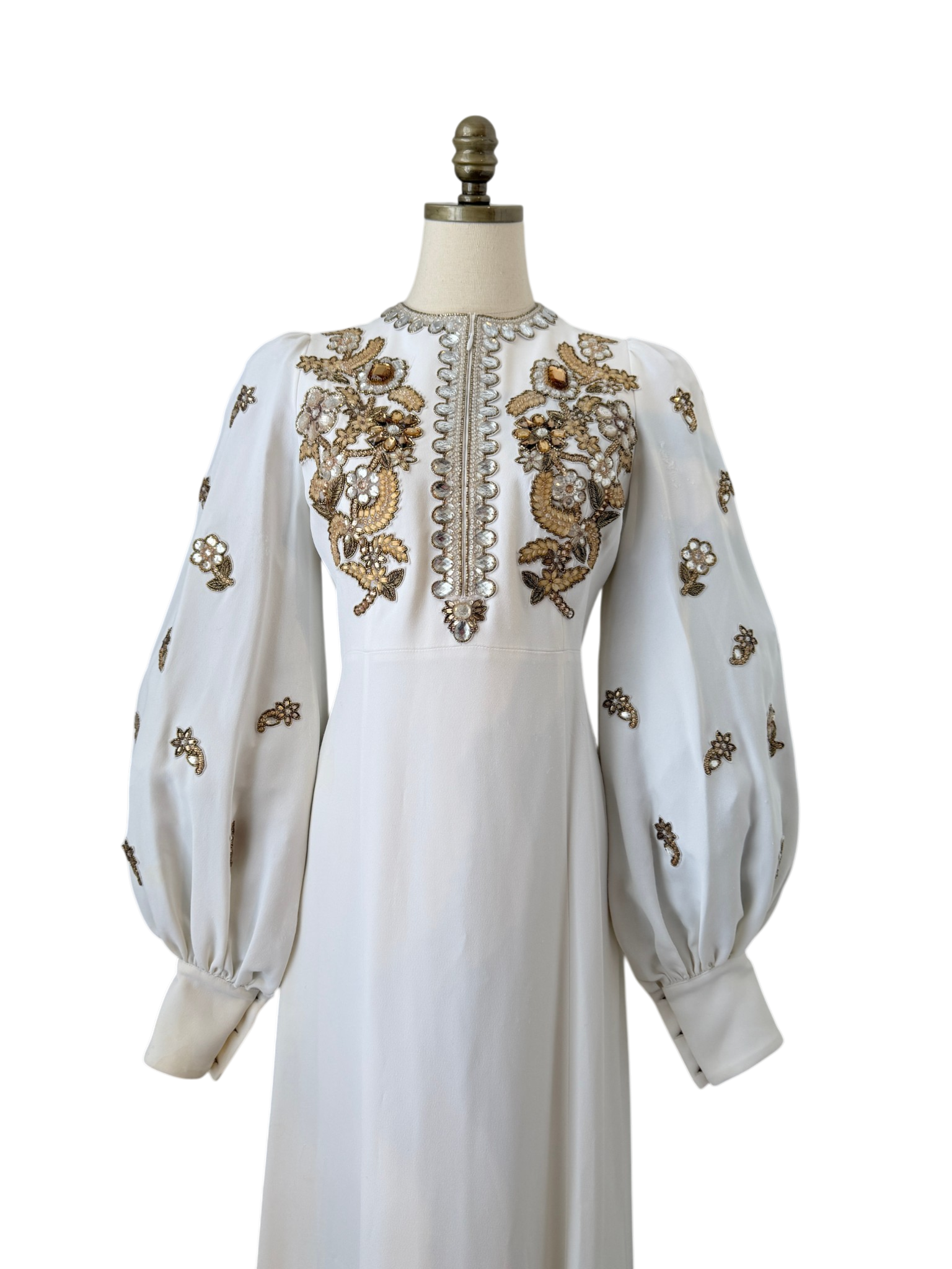 Andrew Gn Jewel-Embroidered Crepe Gown with Keyhole Detail