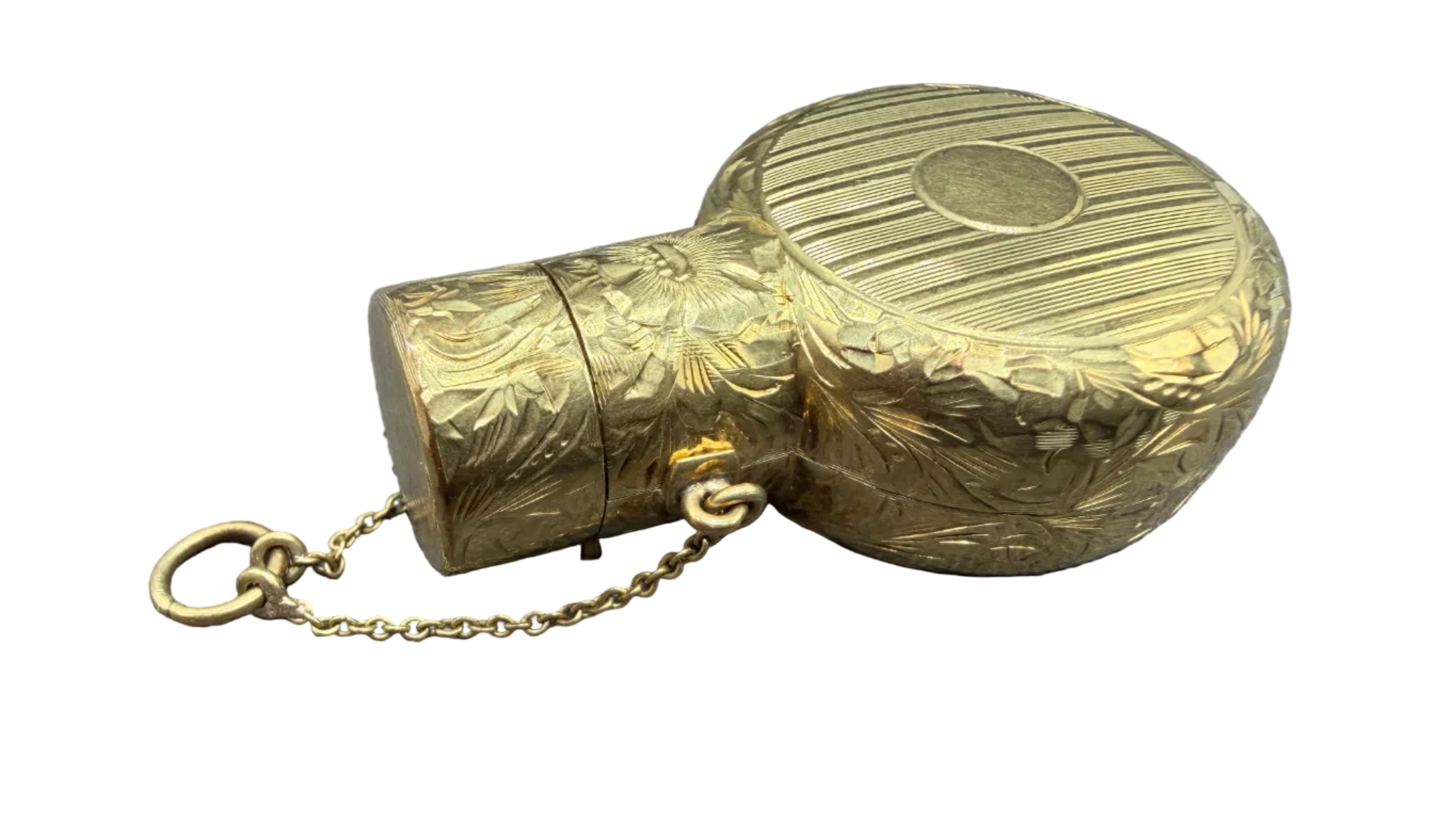RARE Antique Tiffany & Co. 14k gold chatelaine pendant perfume bottle & case