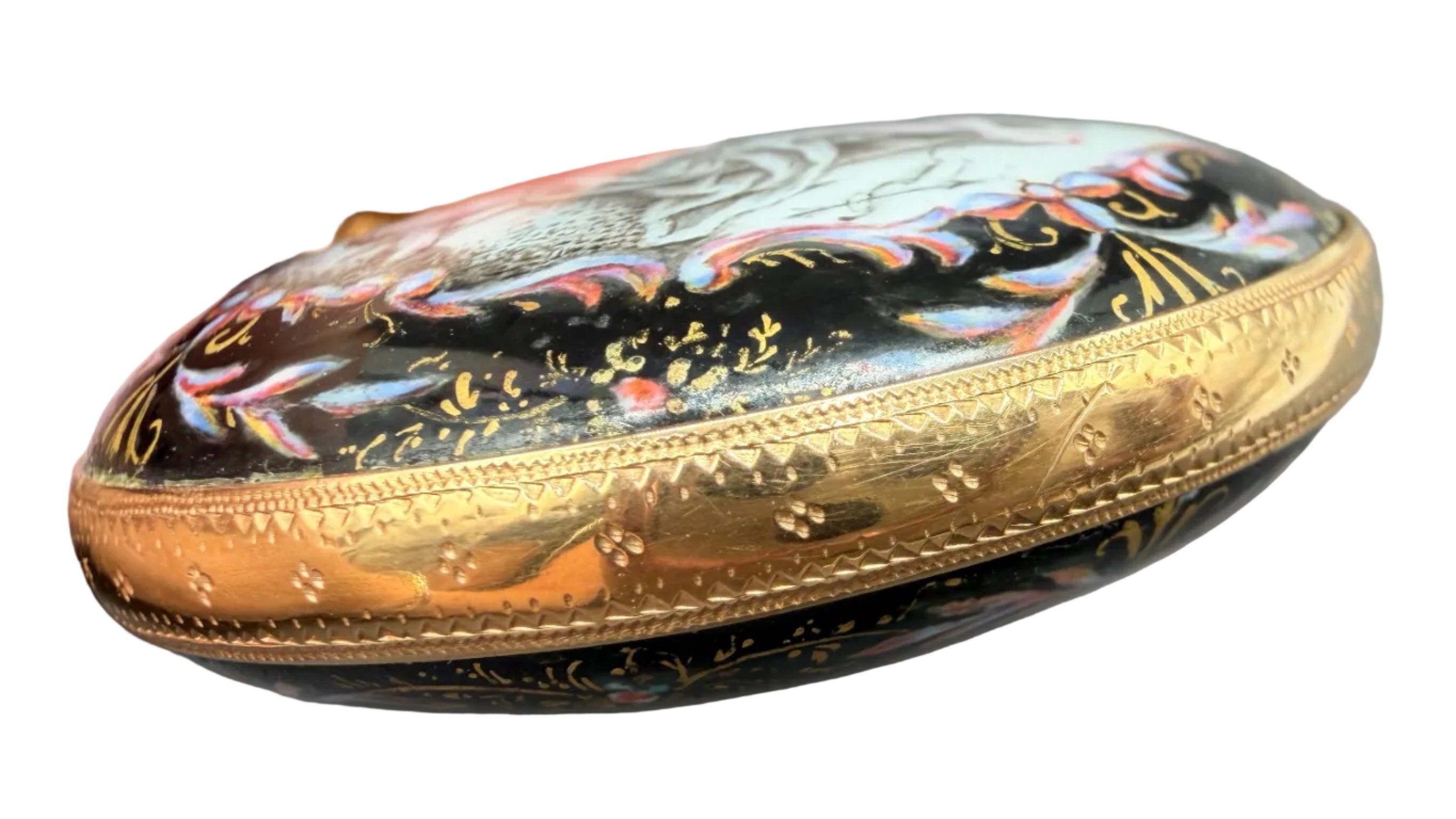 19th Century Viennese Enamel & 14K Gold Mounted Scent Bottle with Hand-Painted Rococo Angels