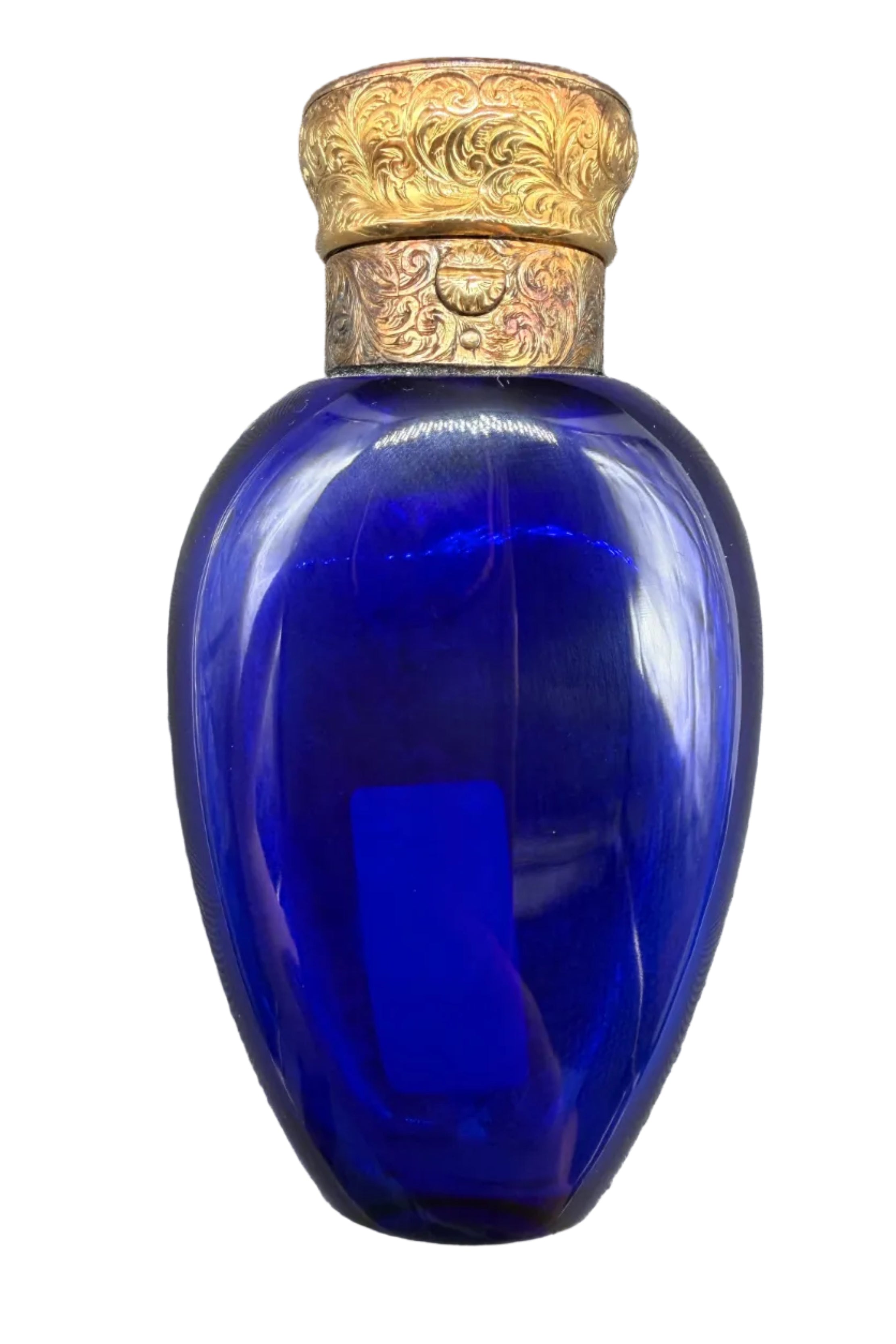 Thomas Diller c.1850 14K Gold-Mounted Cobalt Lead Crystal Scent Bottle