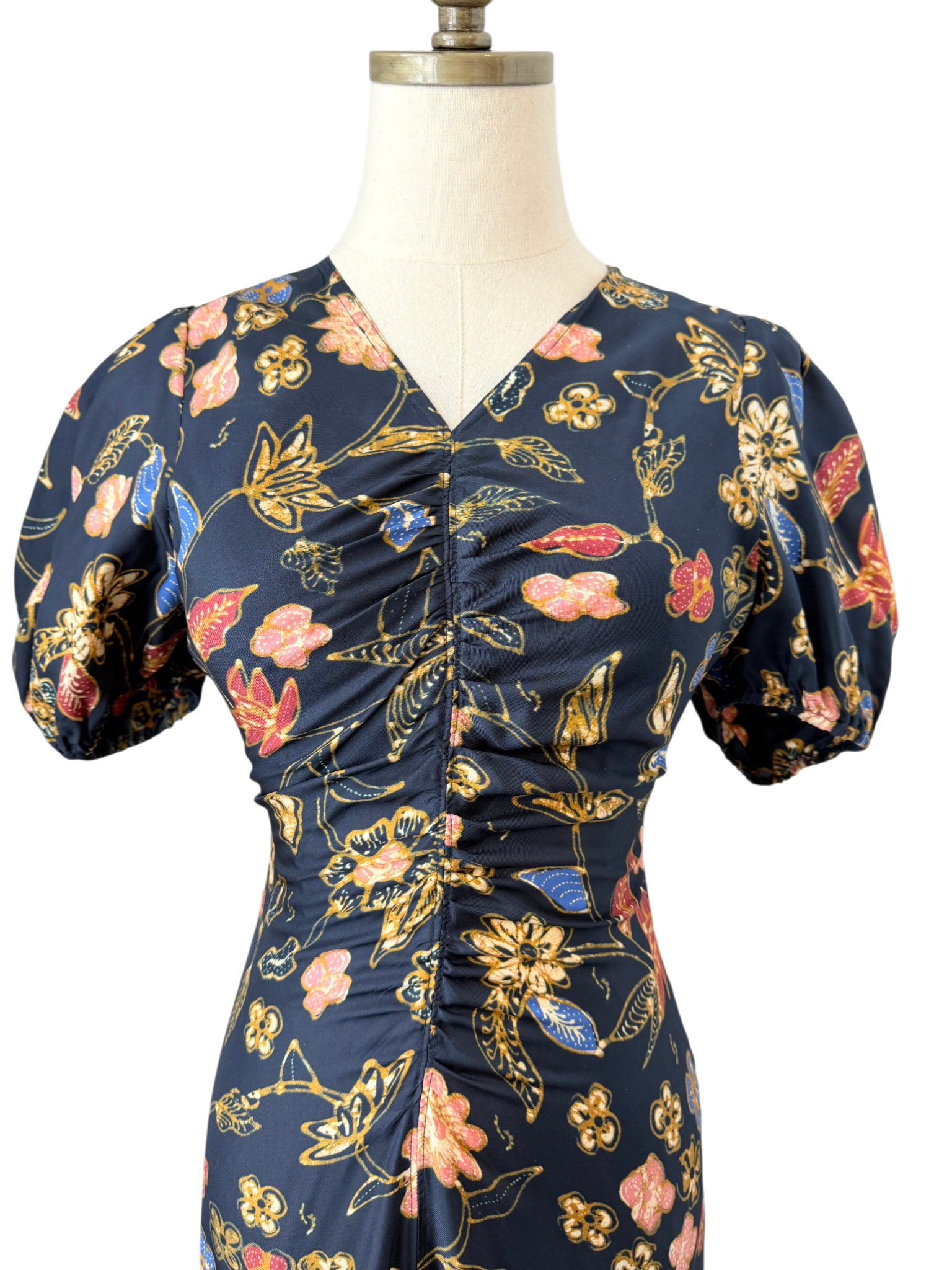 Ulla Johnson Silk “Heleen” Puff-Sleeve Asymmetric Dress