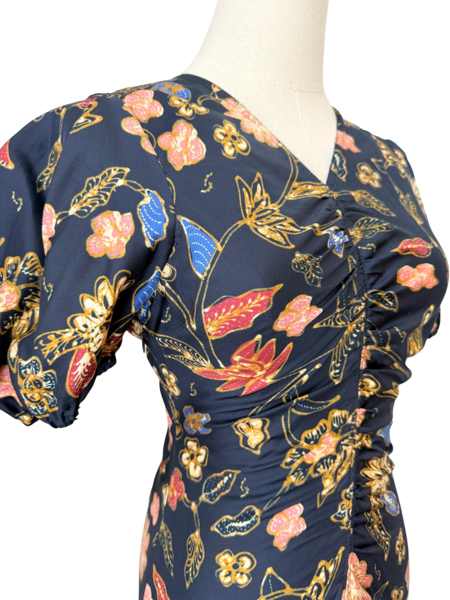 Ulla Johnson Silk “Heleen” Puff-Sleeve Asymmetric Dress