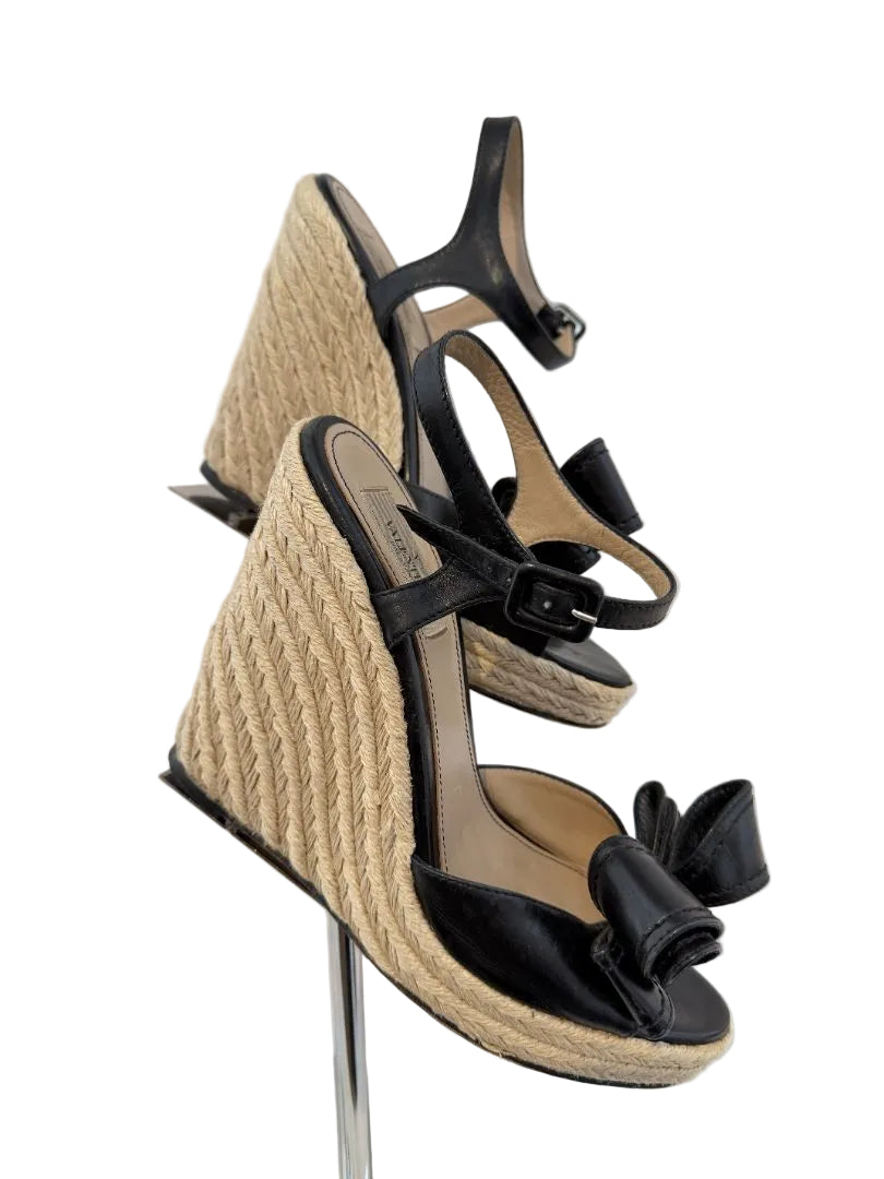 Valentino Garavani Nappa Bow Espadrille Wedge Heels