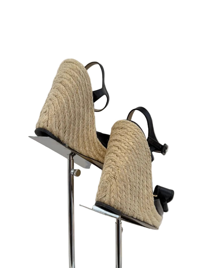 Valentino Garavani Nappa Bow Espadrille Wedge Heels