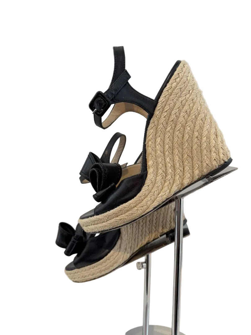 Valentino Garavani Nappa Bow Espadrille Wedge Heels