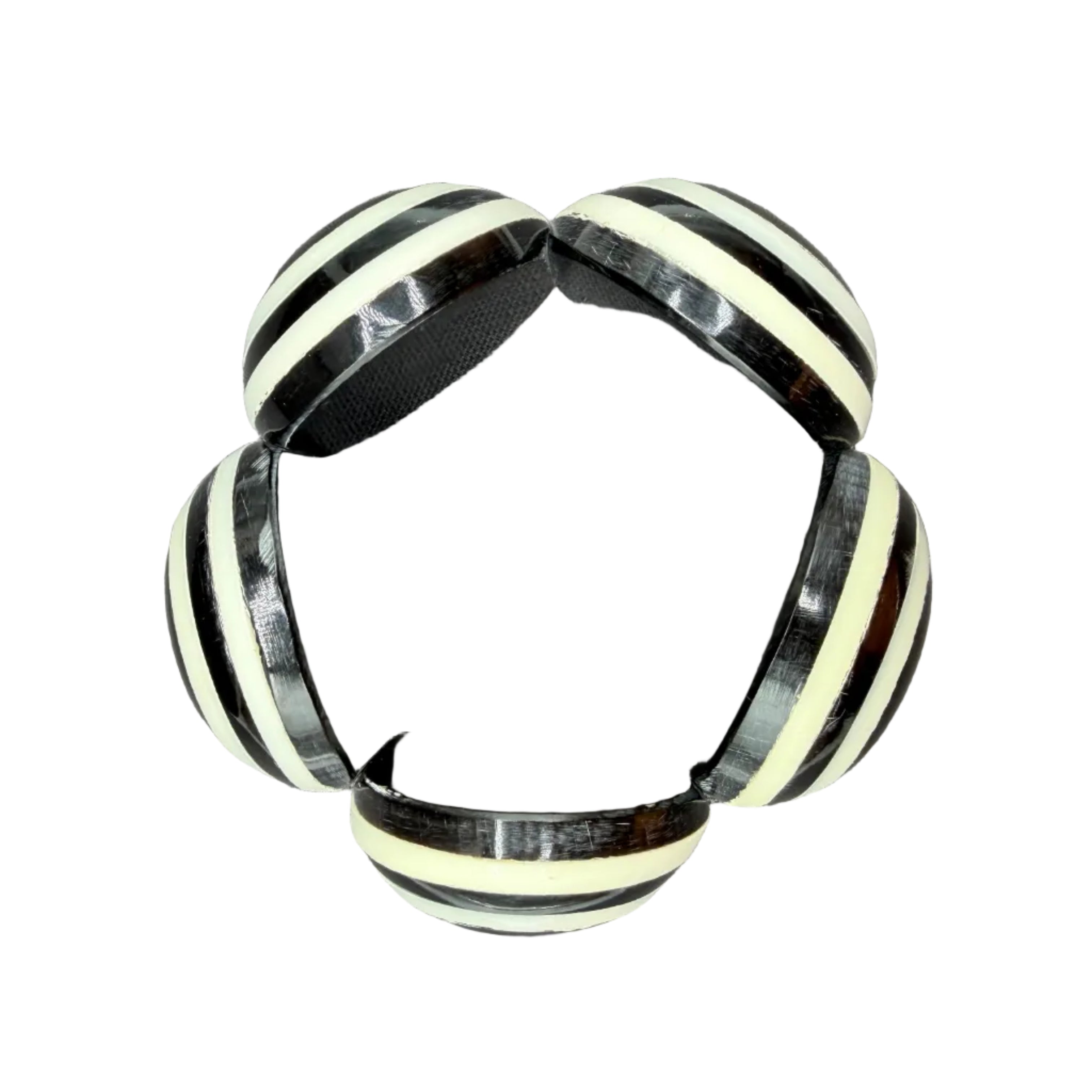 1970s Mod Horn & Bone Chunky Tiered Circle Bead Stretch Bracelet