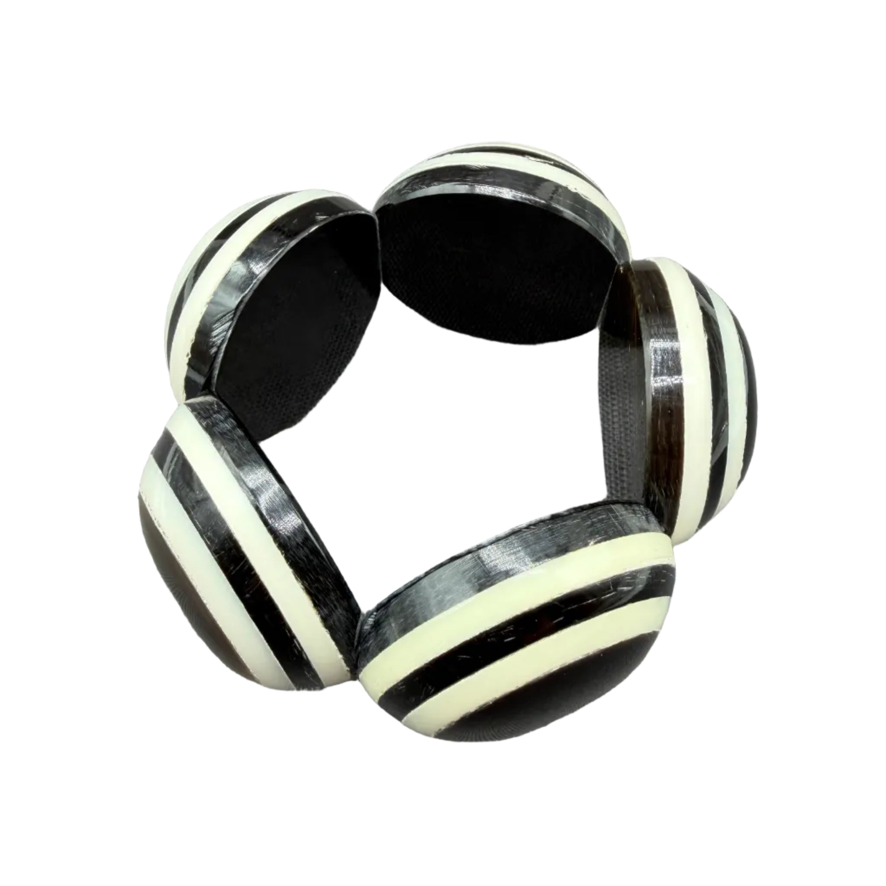 1970s Mod Horn & Bone Chunky Tiered Circle Bead Stretch Bracelet