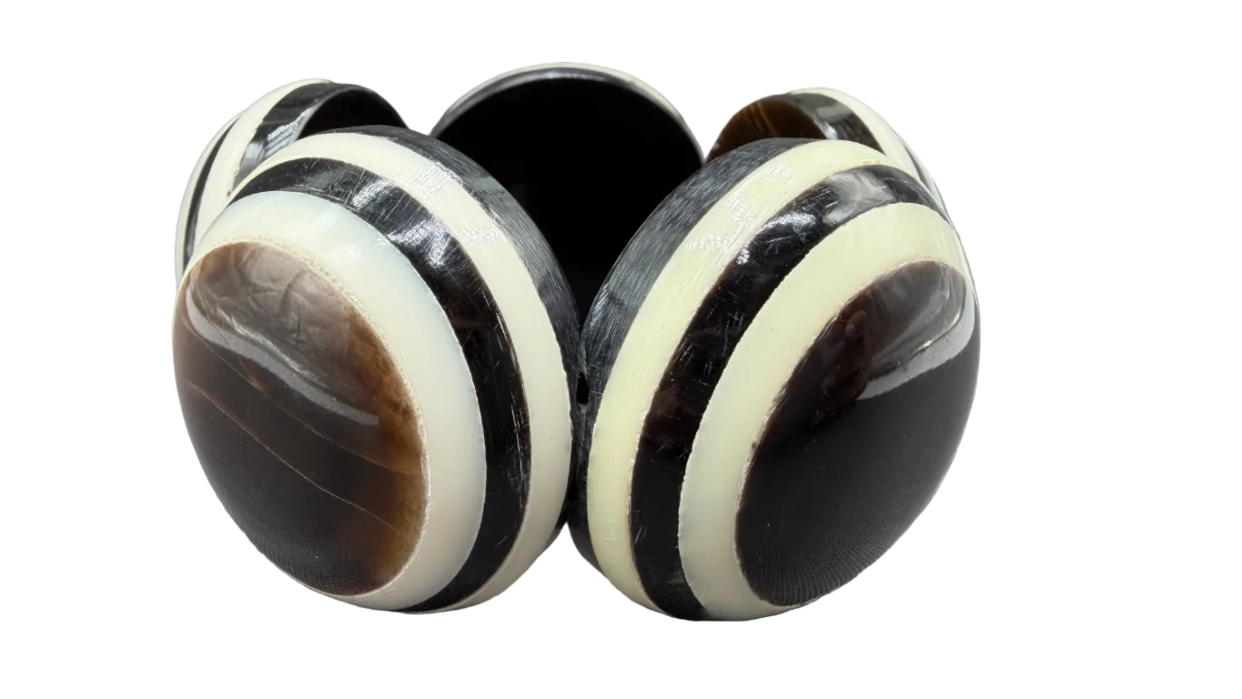 1970s Mod Horn & Bone Chunky Tiered Circle Bead Stretch Bracelet