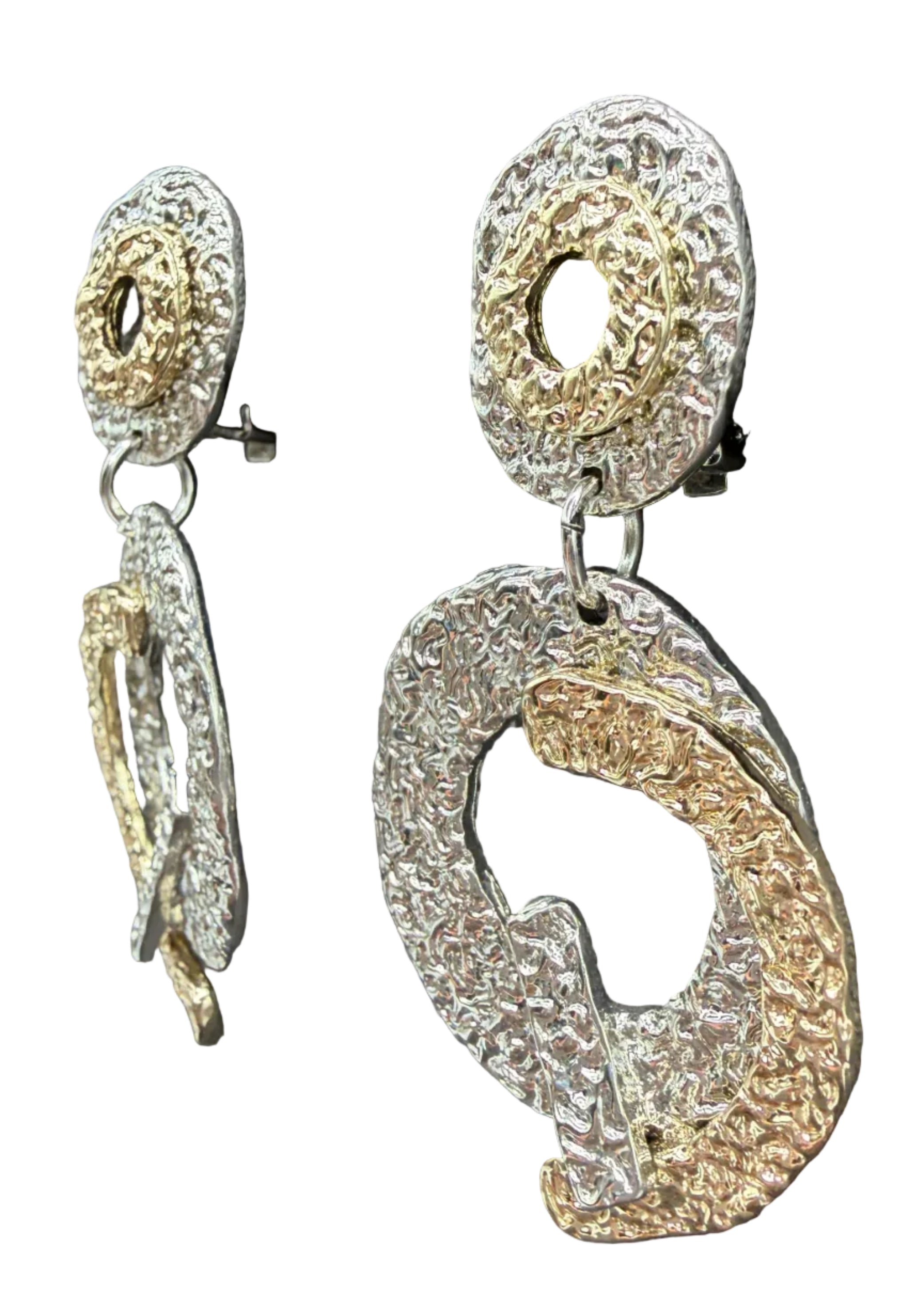1980s Mixed-Metal Textured Necklace & Earring Set