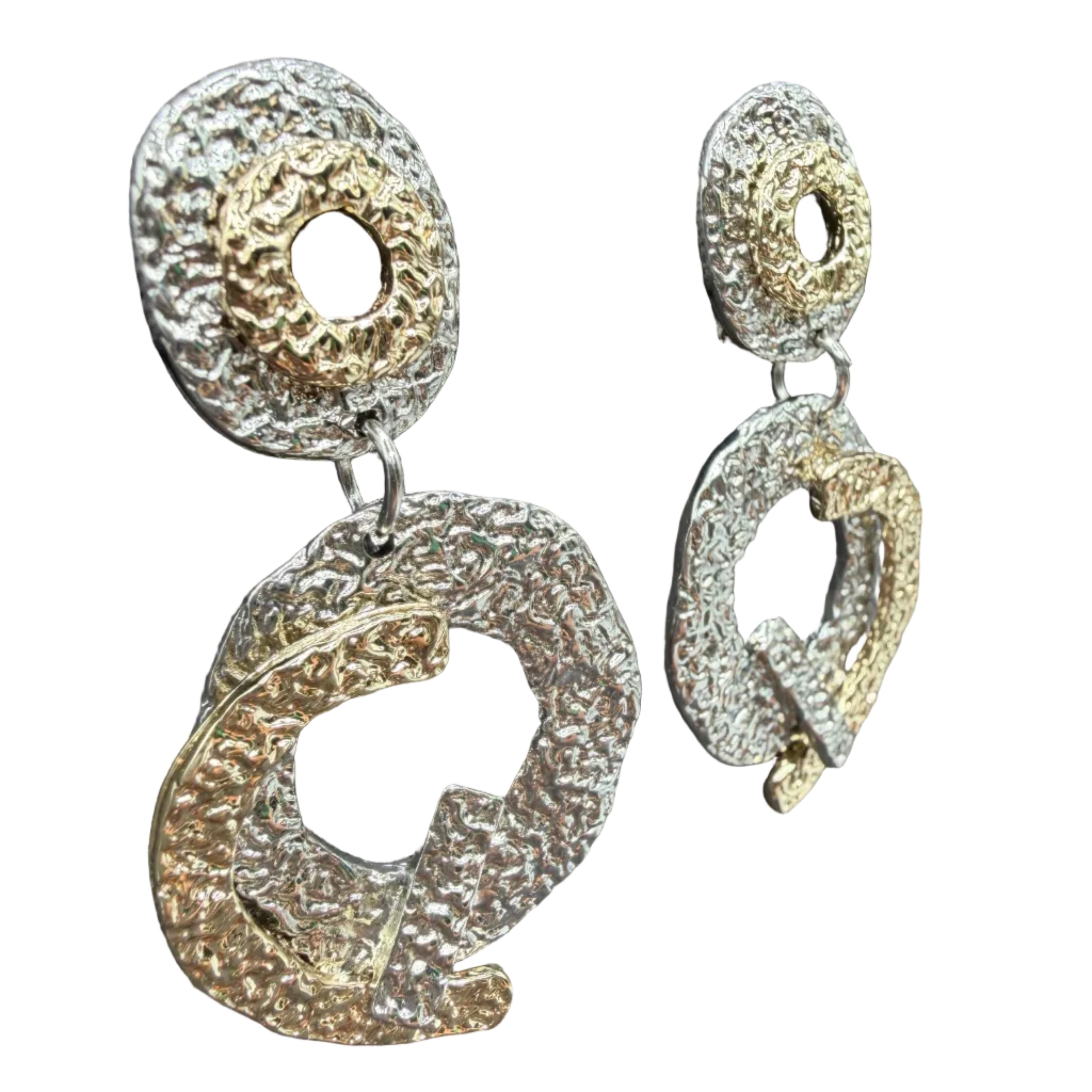 1980s Mixed-Metal Textured Necklace & Earring Set