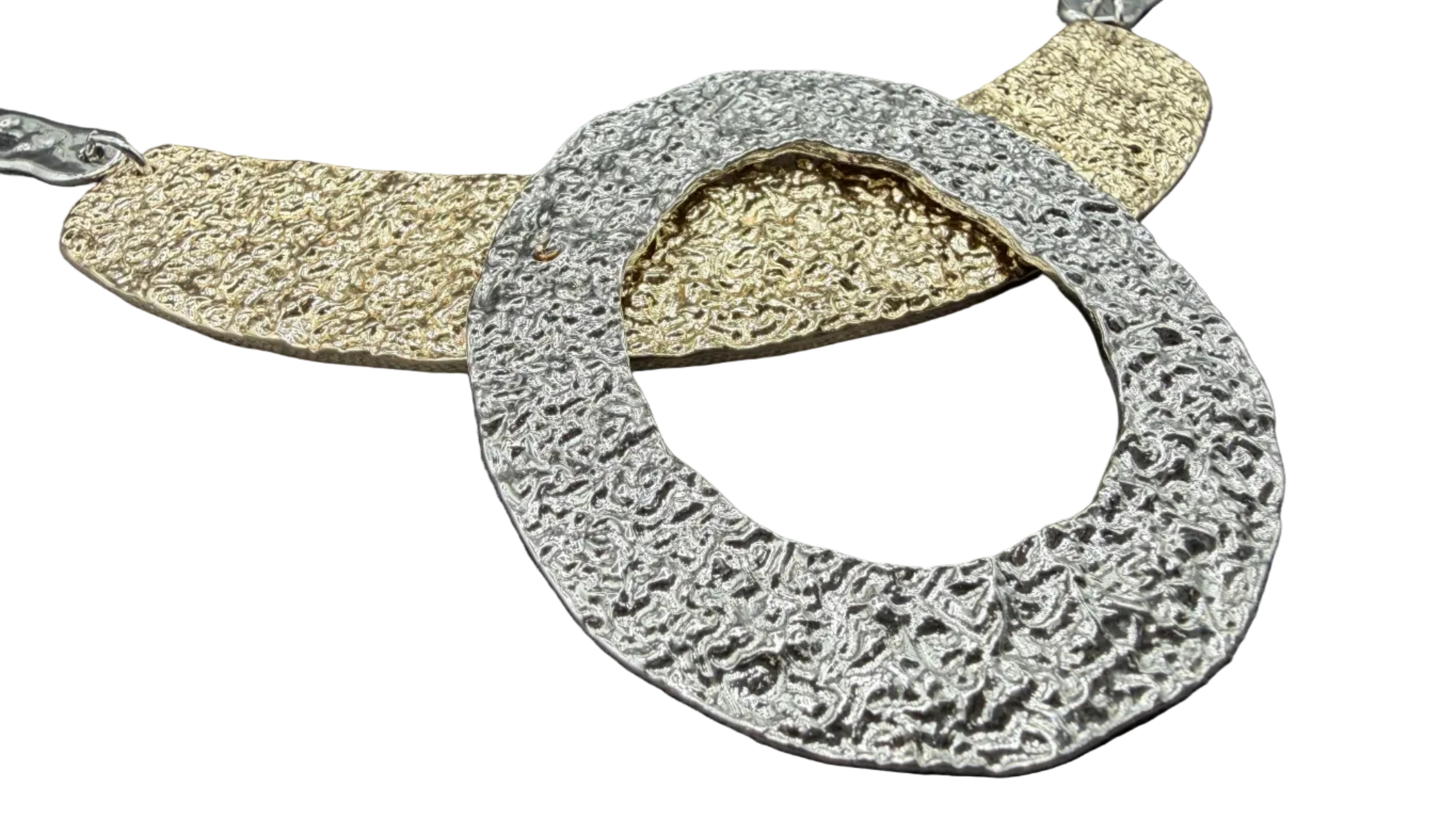 1980s Mixed-Metal Textured Necklace & Earring Set