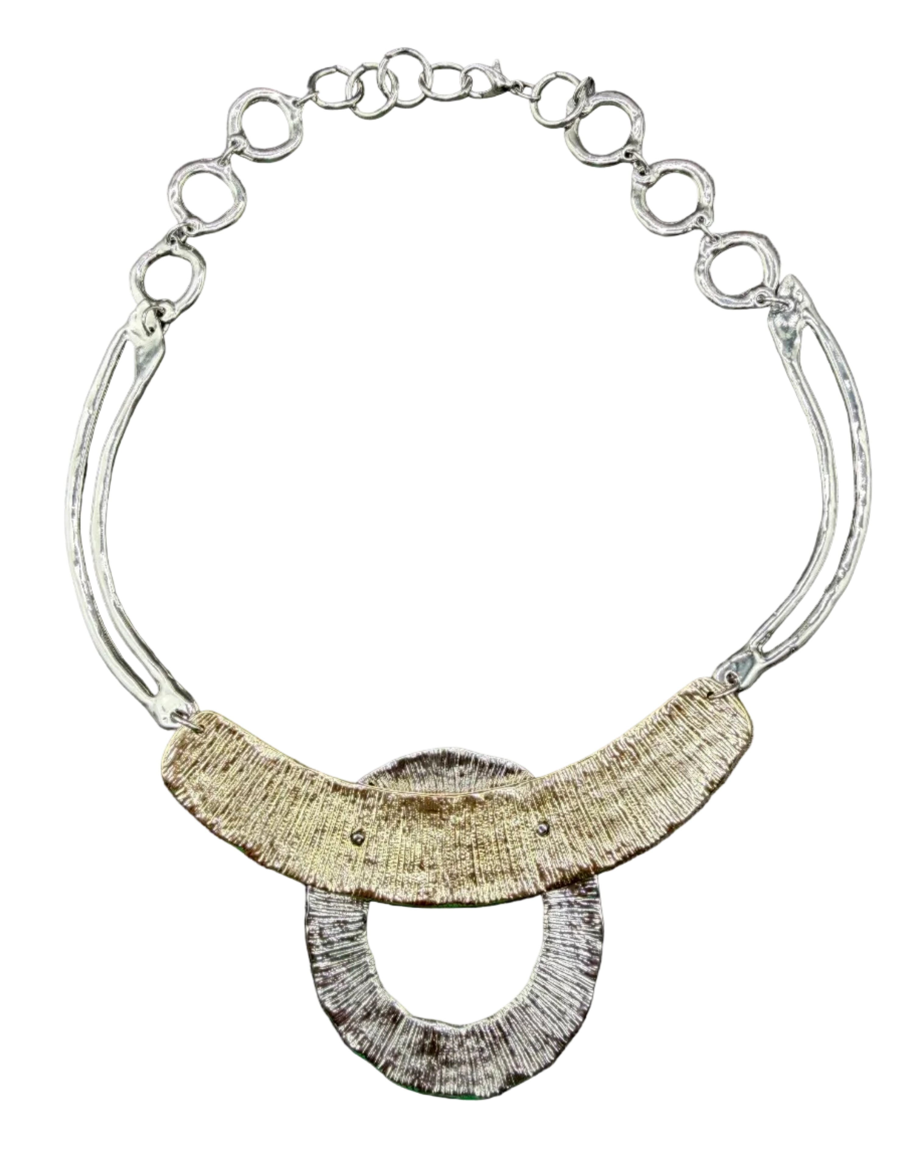 1980s Mixed-Metal Textured Necklace & Earring Set