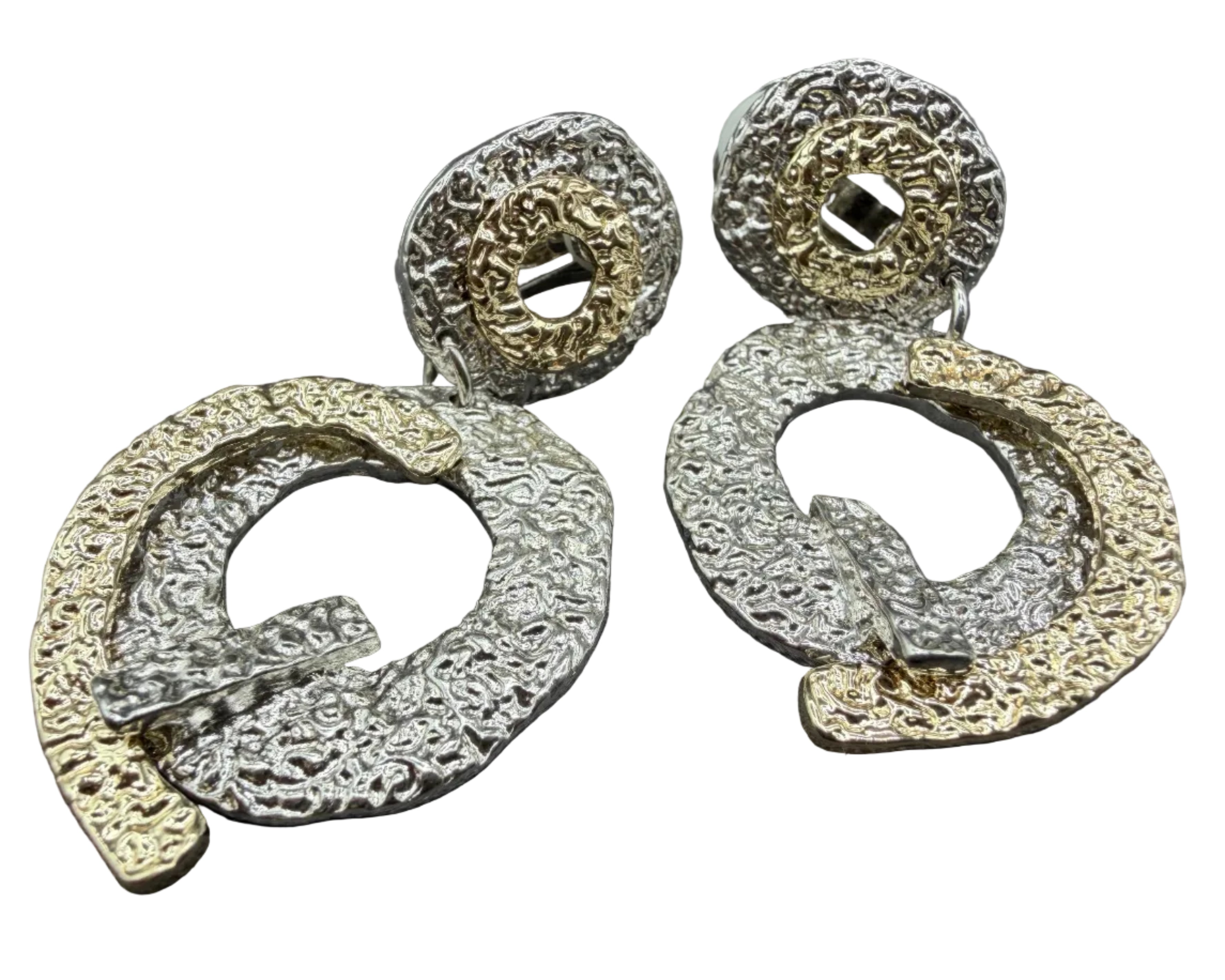 1980s Mixed-Metal Textured Necklace & Earring Set