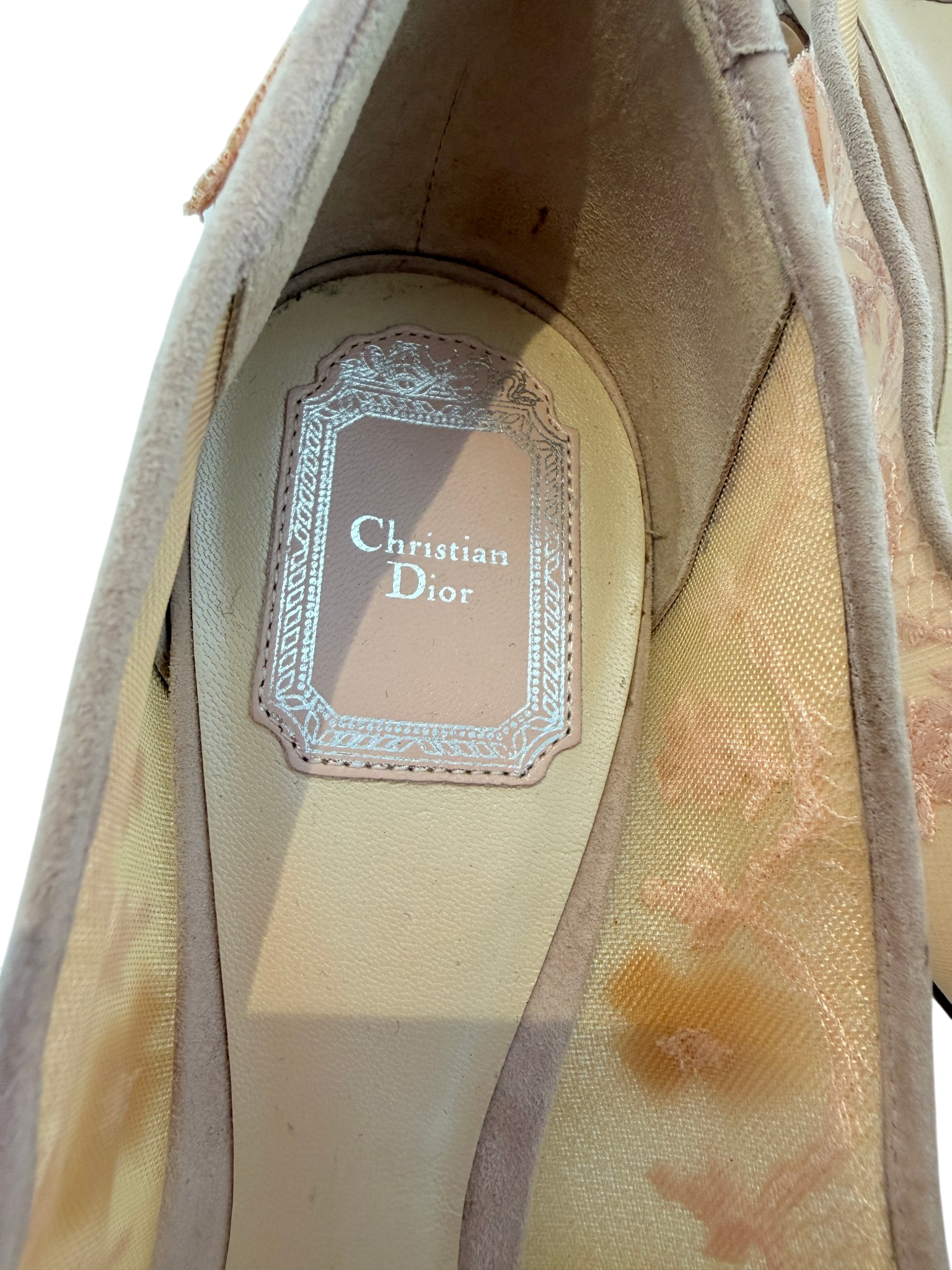 Christian Dior Lace & Suede “Lingerie” Blush Stiletto Heels