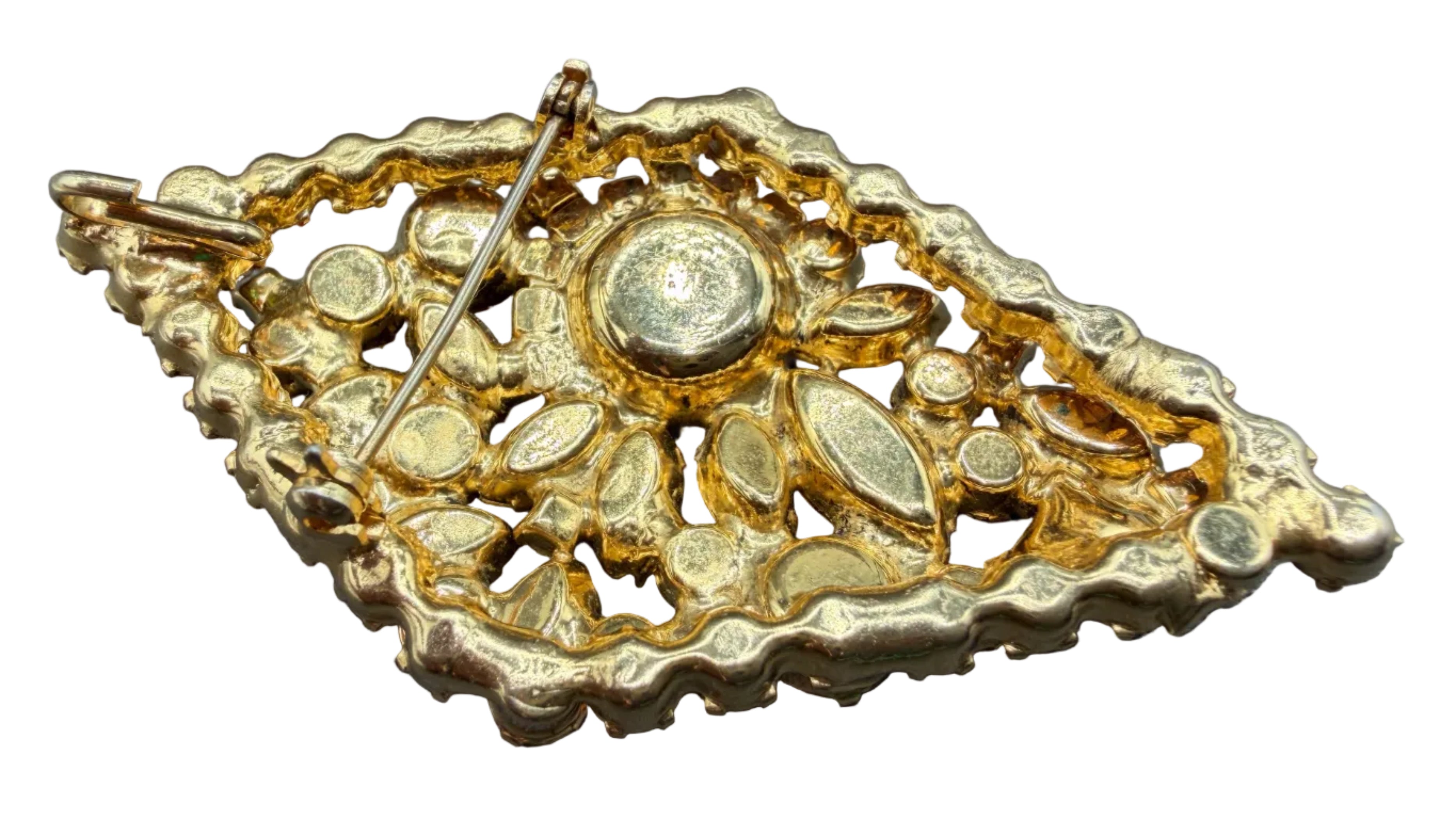 1950s Juliana by DeLizza & Elster Diamond-Shaped Brooch with AB, Pale Pink & Bright Pink Austrian Crystals