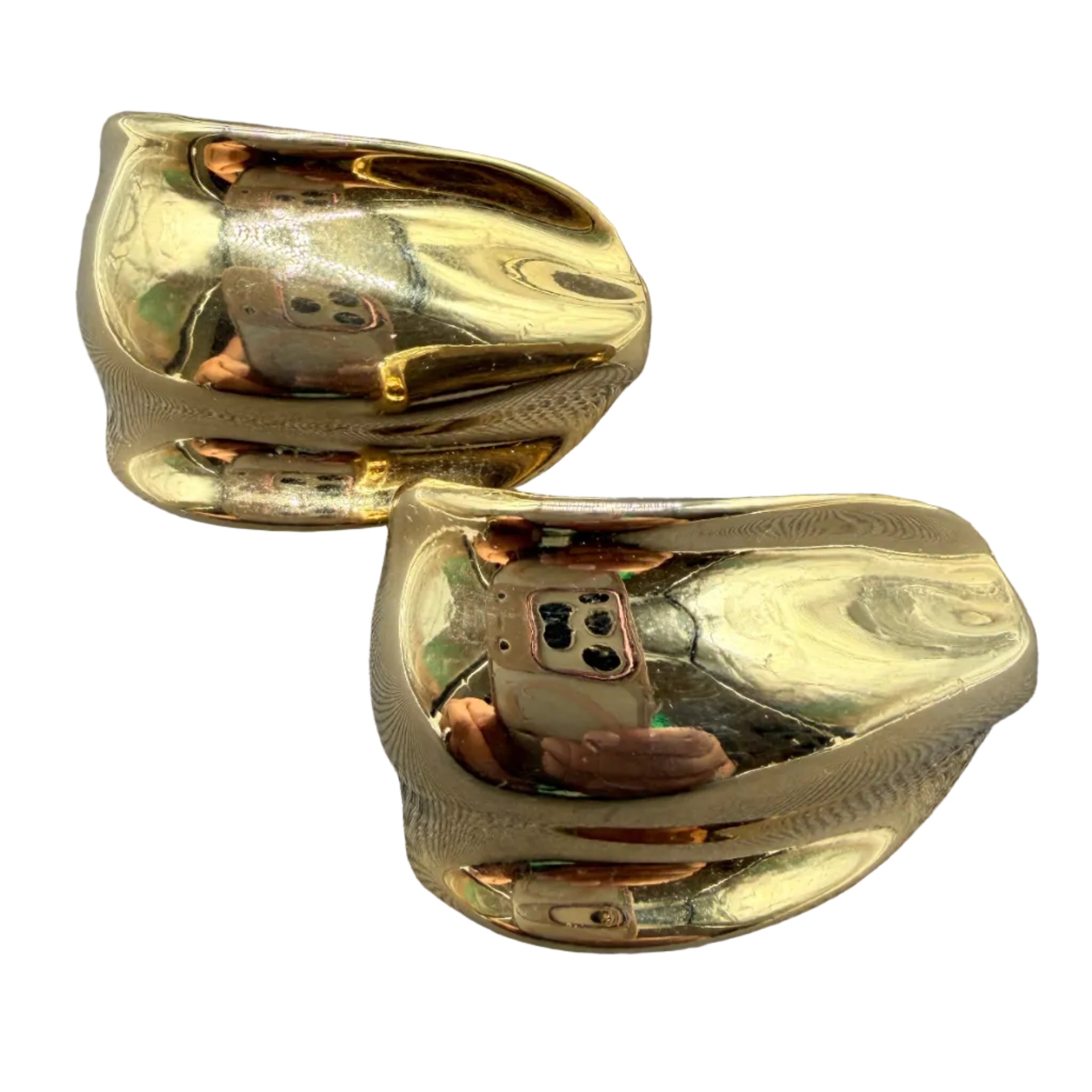 1980s Classic Wide Gold-Tone Quarter Hoop Earrings