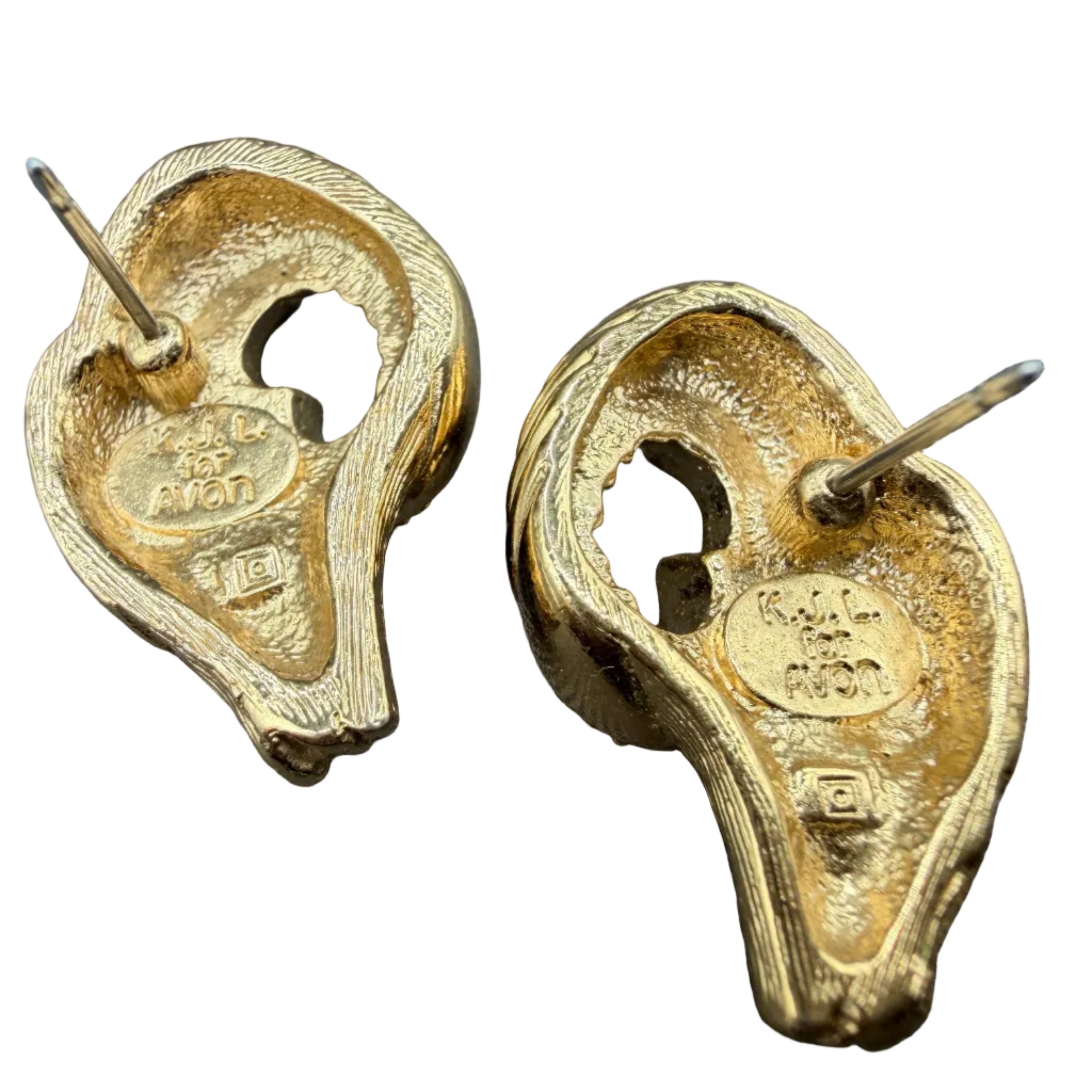 1980s KJL for Avon Ram’s Head Earrings with Rhinestone Accents