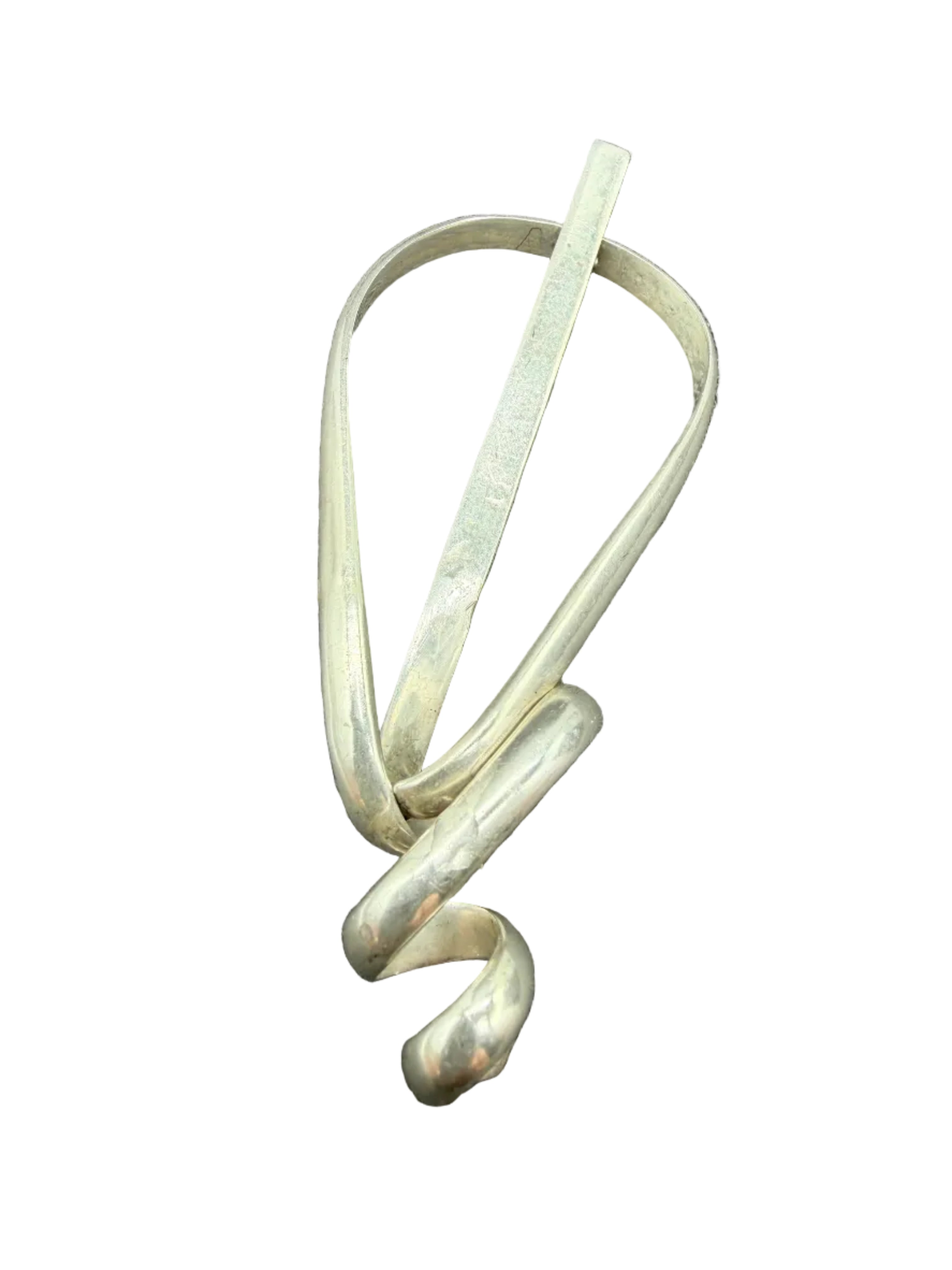 1970s Taxco Mexican Sterling Silver Modernist Loopy Loop Brooch