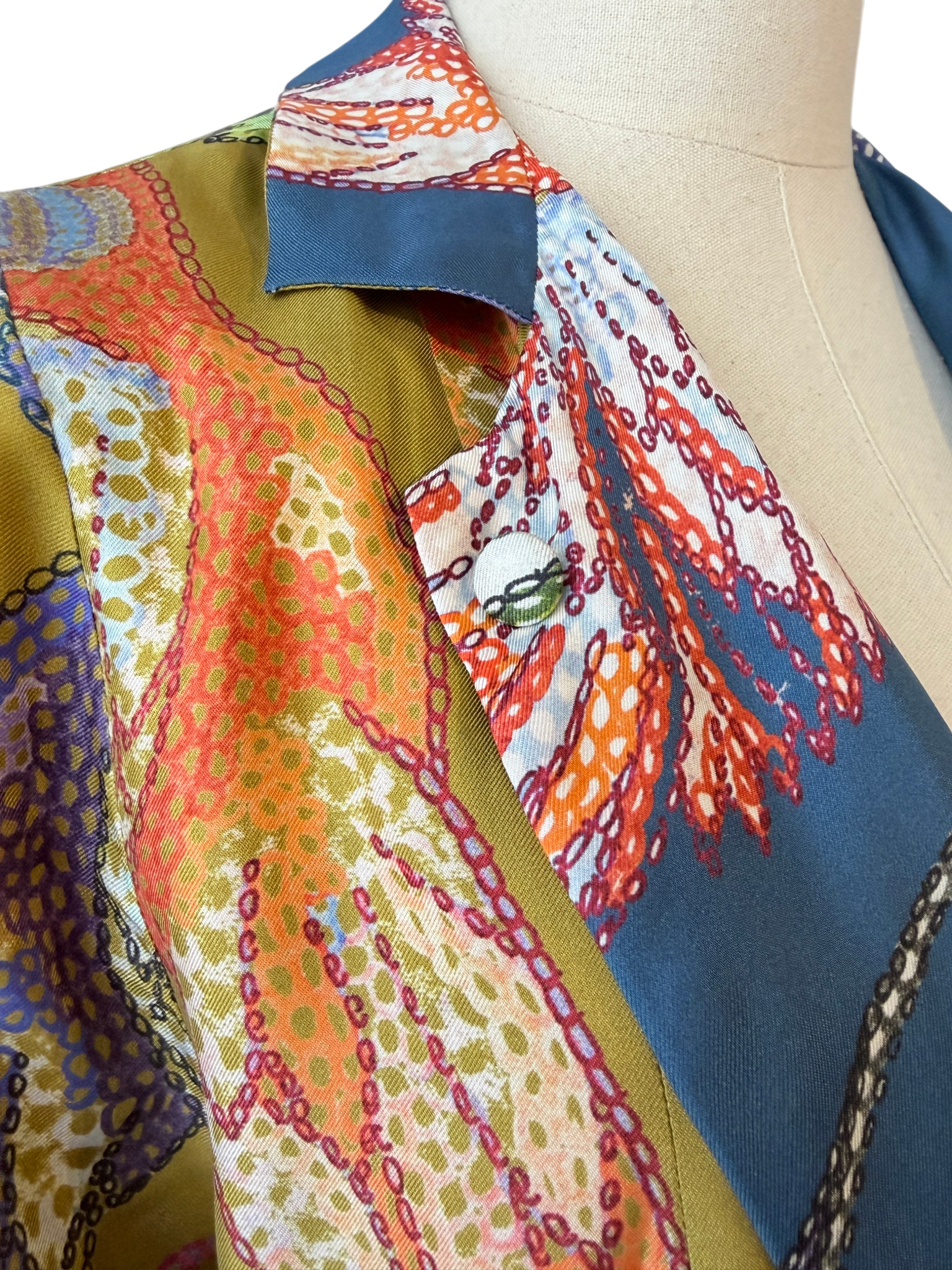 Silk Reversible Hummingbird Print Open Tunic