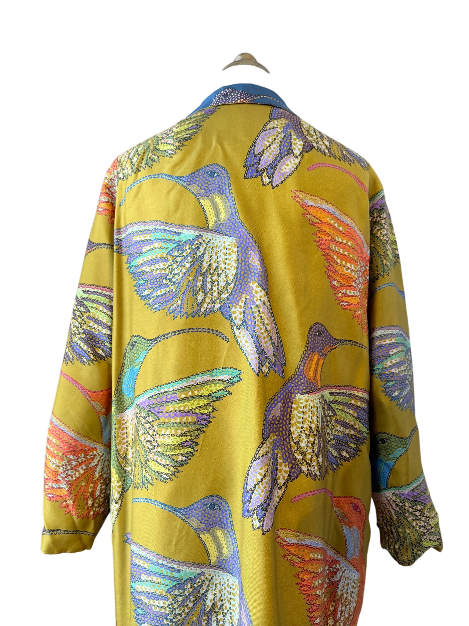 Silk Reversible Hummingbird Print Open Tunic
