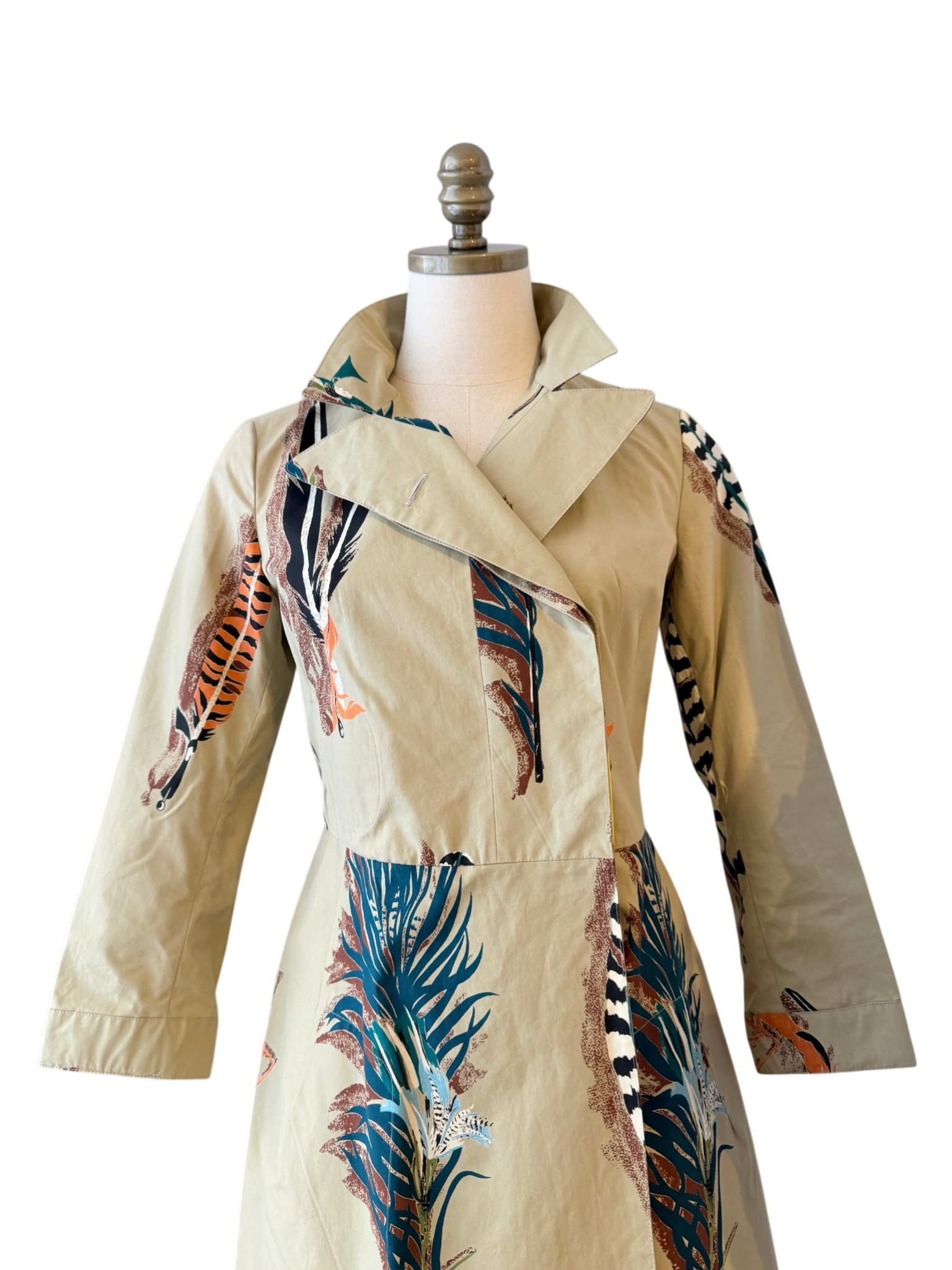 Marni Feather & Floral Print Trench Coat