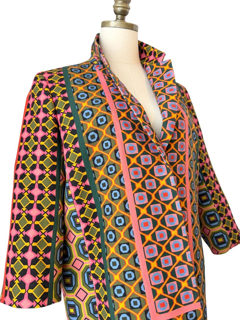 Vibrant Ratti Tile Print 3/4 Statement Coat by J.Crew