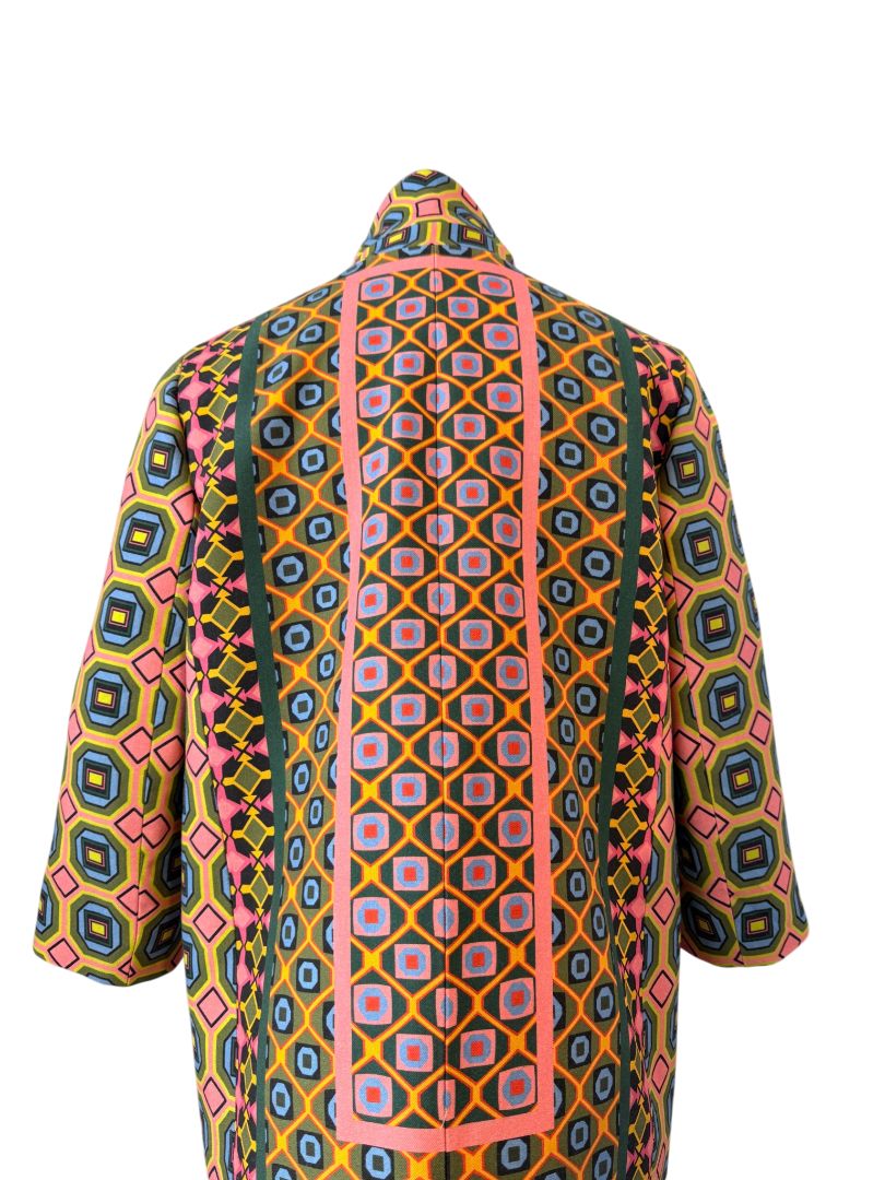 Vibrant Ratti Tile Print 3/4 Statement Coat by J.Crew
