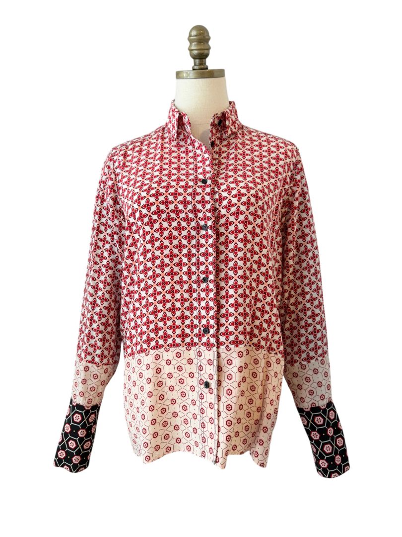 Elegant Abstract Floral Silk Blouse by Sandro