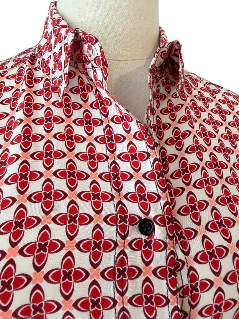 Elegant Abstract Floral Silk Blouse by Sandro