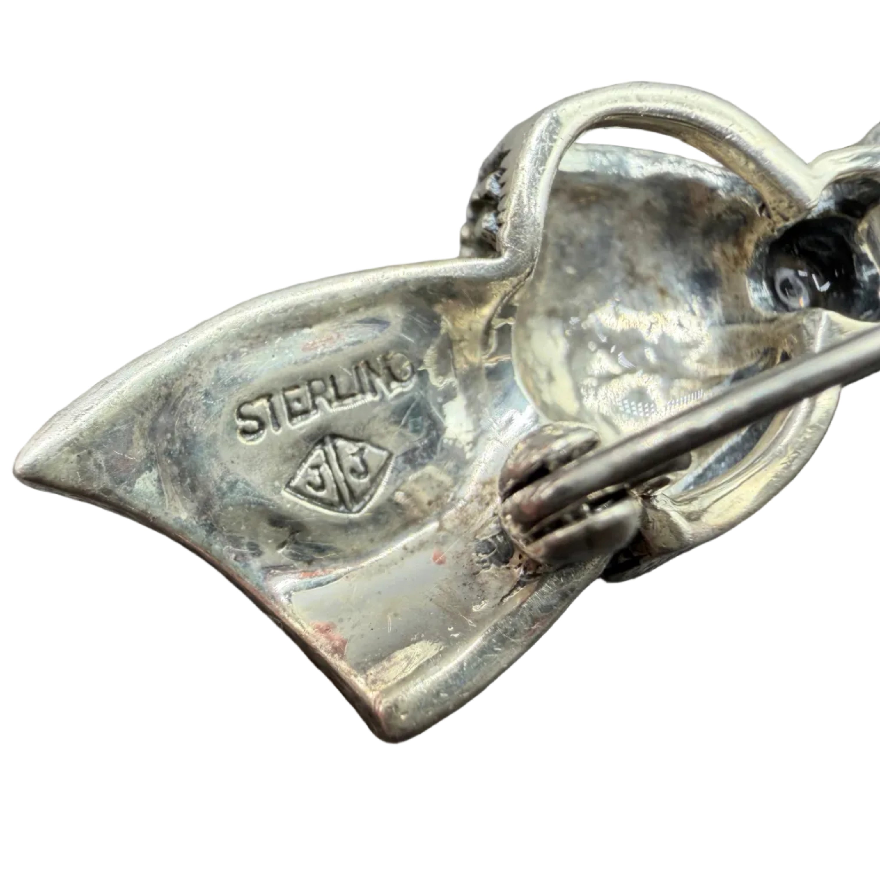1960s Judith Jack Sterling Silver Bow Brooch with Marcasite & Crystal