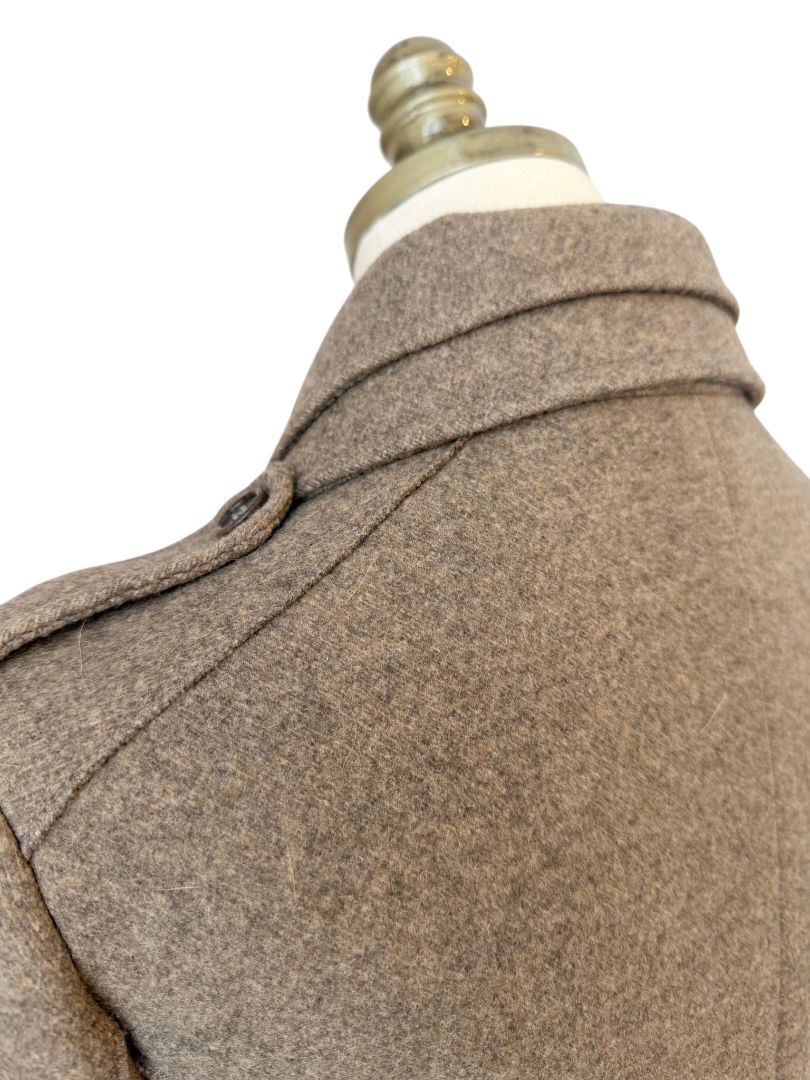 Miu Miu Feminine Military Coat with Double Collar and Skirted Hem